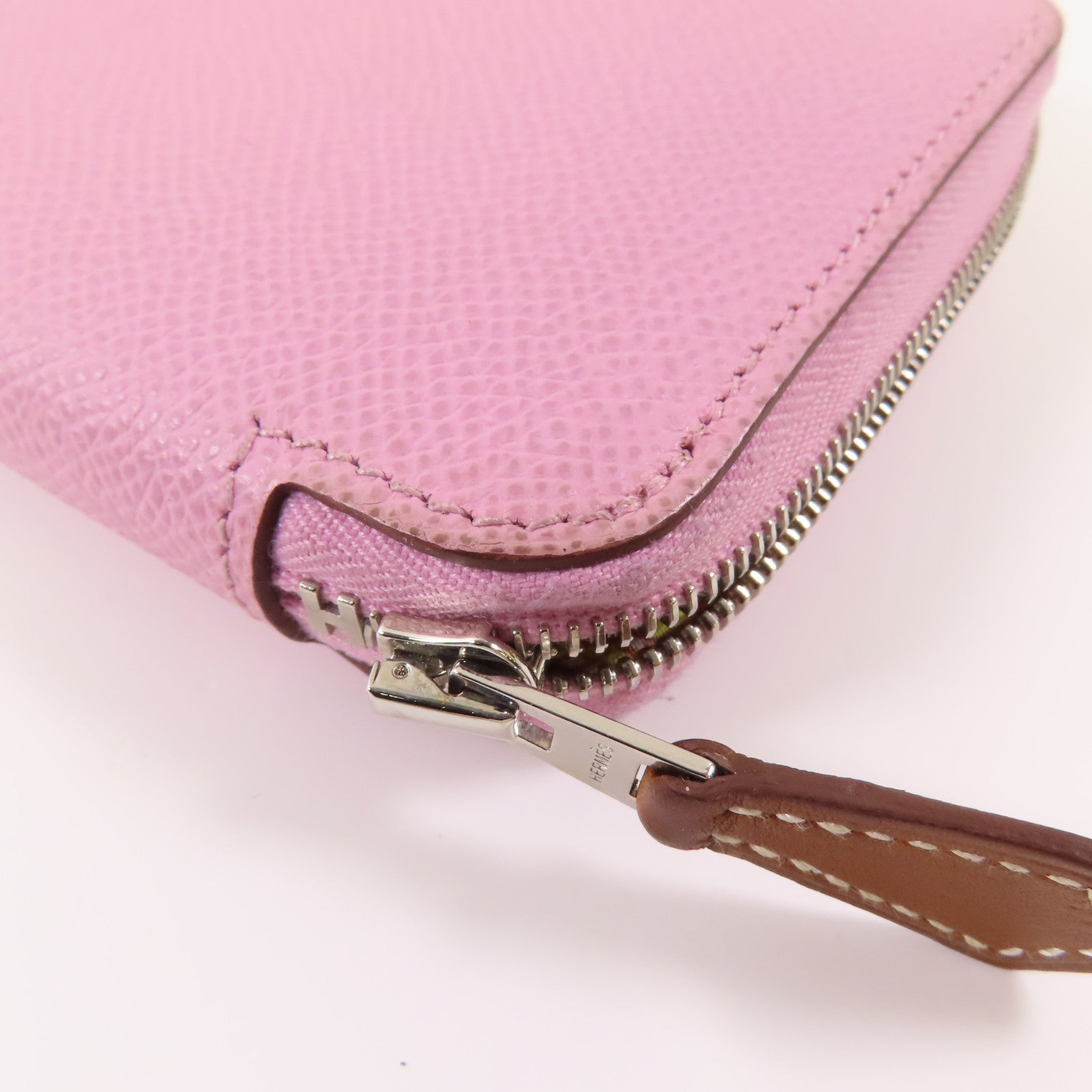 HERMES Epsom皮革Silk in Wallet銀扣錢包Rose Sakura(3Q)