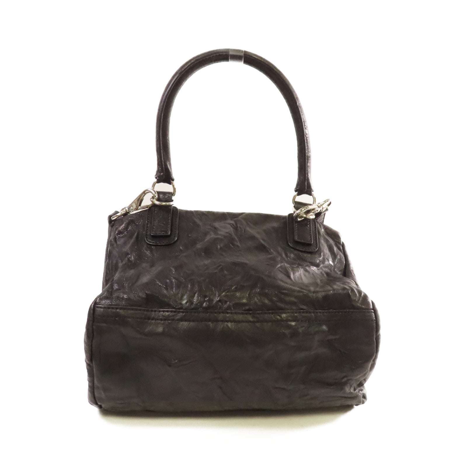 GIVENCHY 皮革Pandora Small 2Way Shoulder Bag銀扣手挽肩背兩用袋黑色
