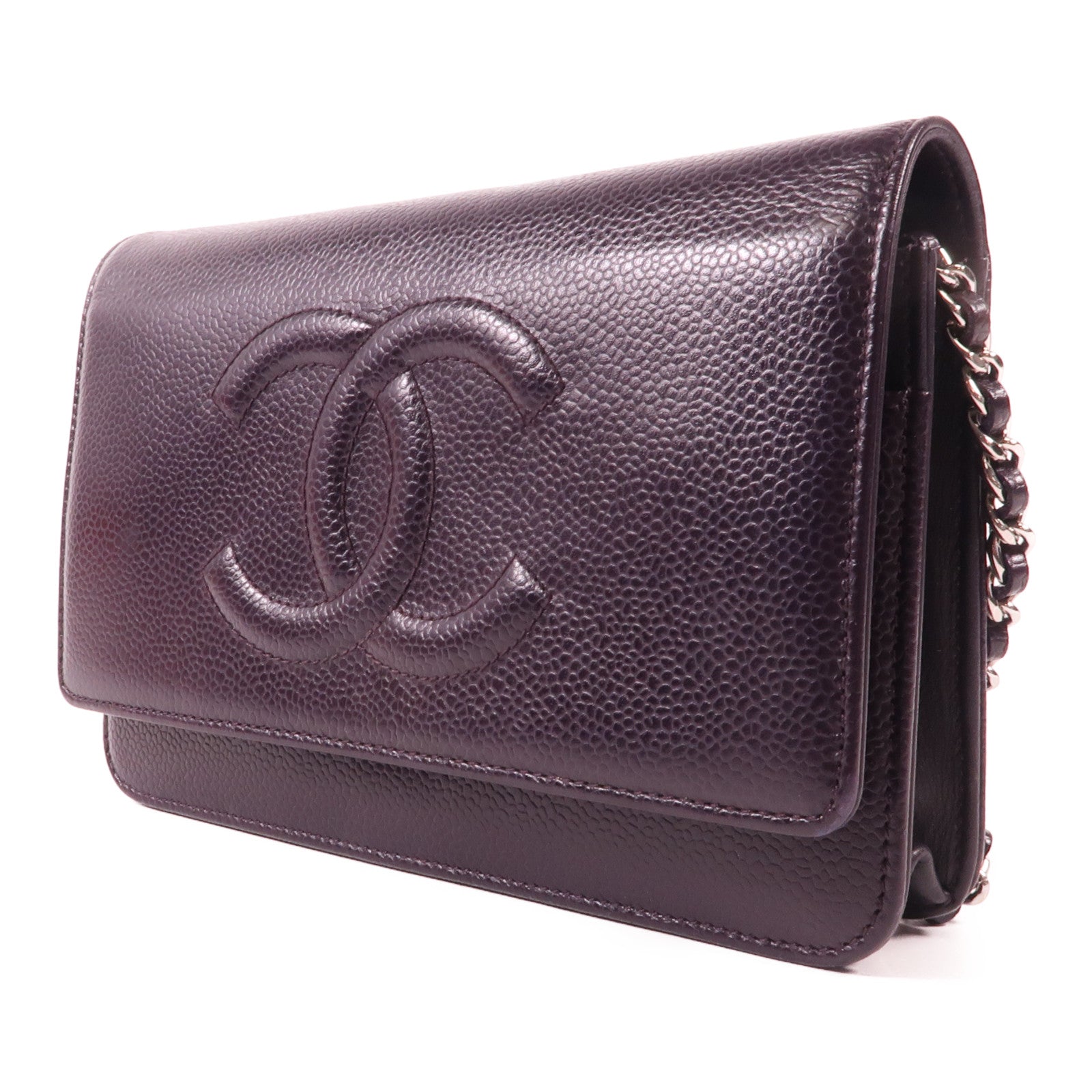 CHANEL 牛皮皮革WOC Wallet On Chain銀扣鏈帶肩背袋