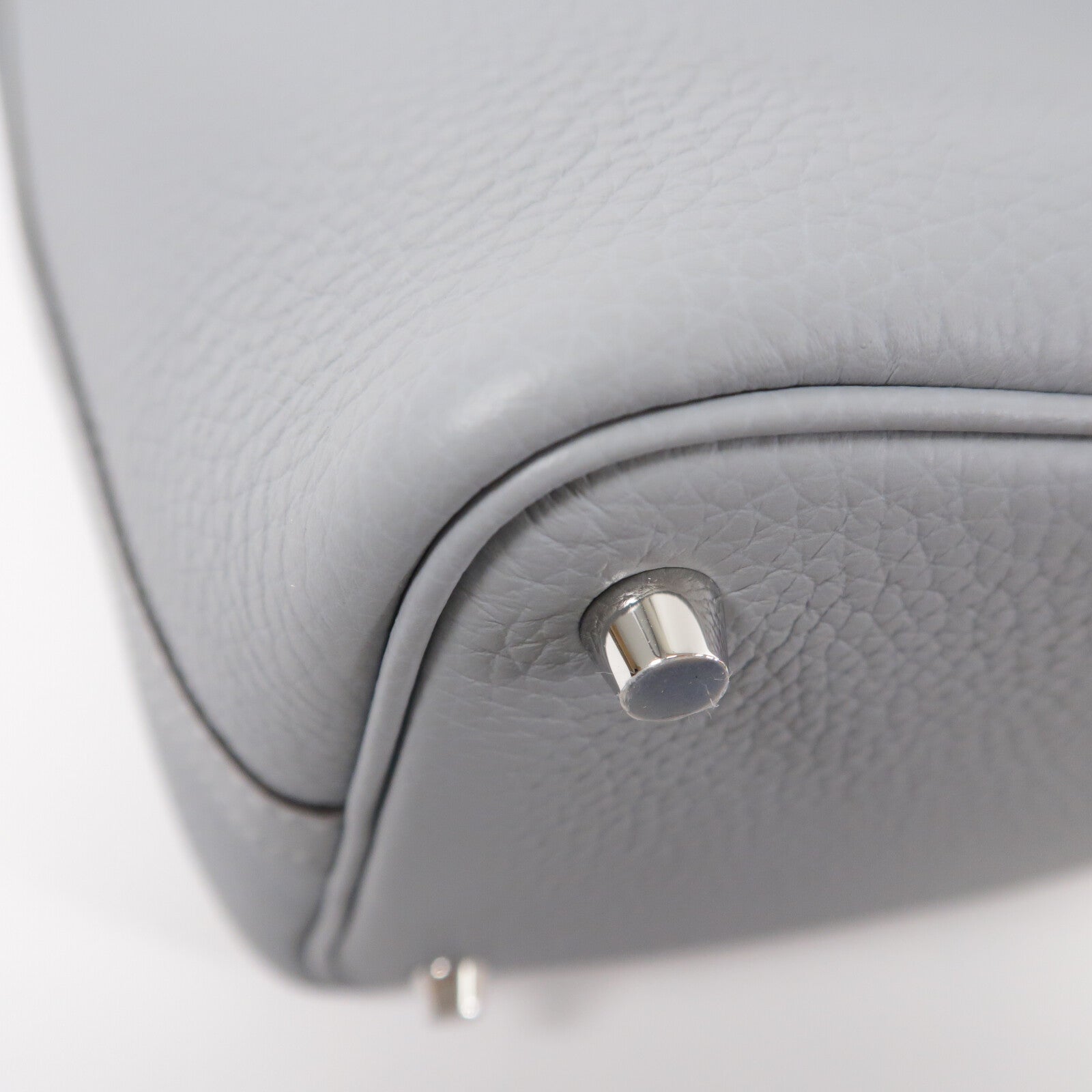 HERMES Clemence皮革Picotin PM手挽袋Gris Pantin