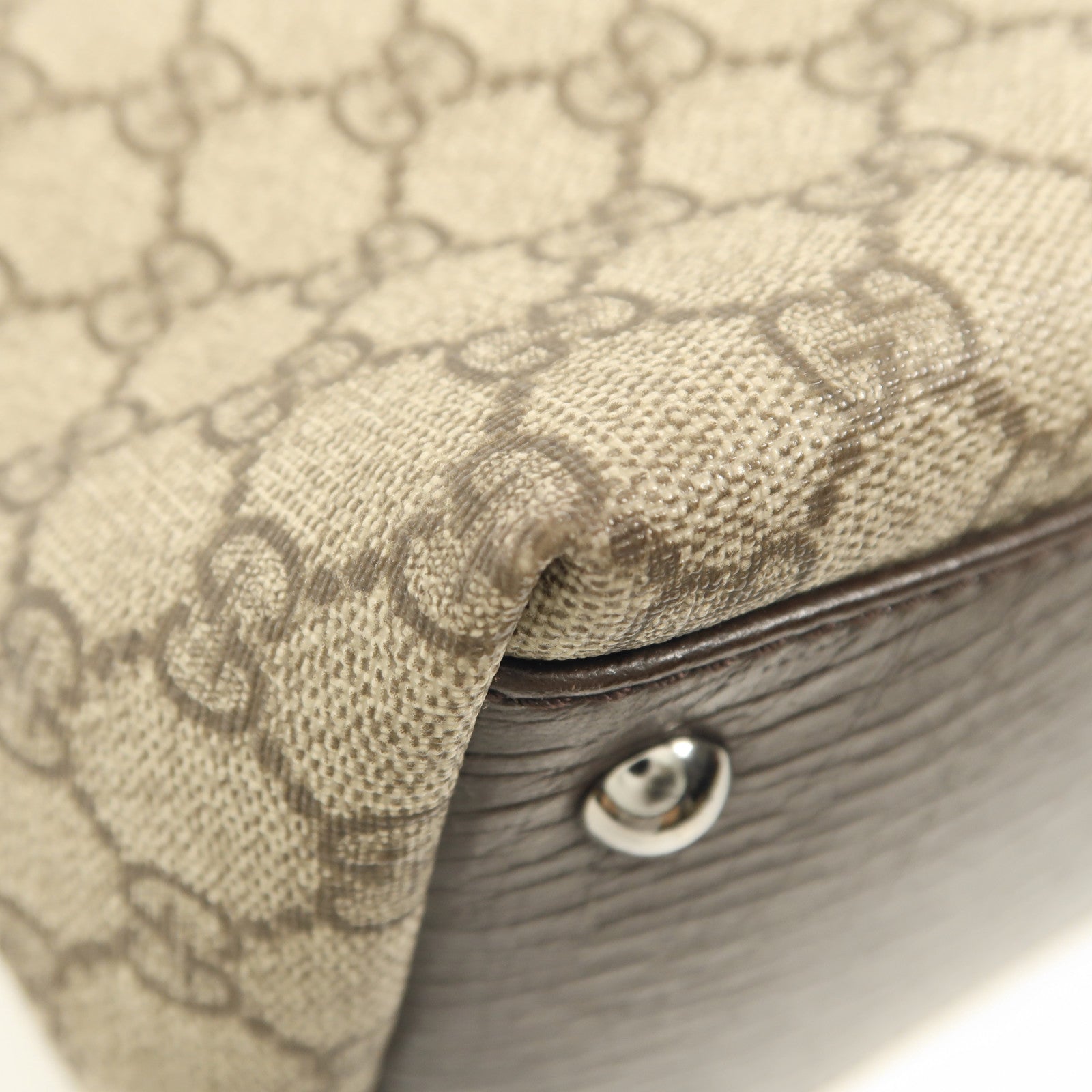 GUCCI 塗層帆布Tote Bag銀扣肩背袋