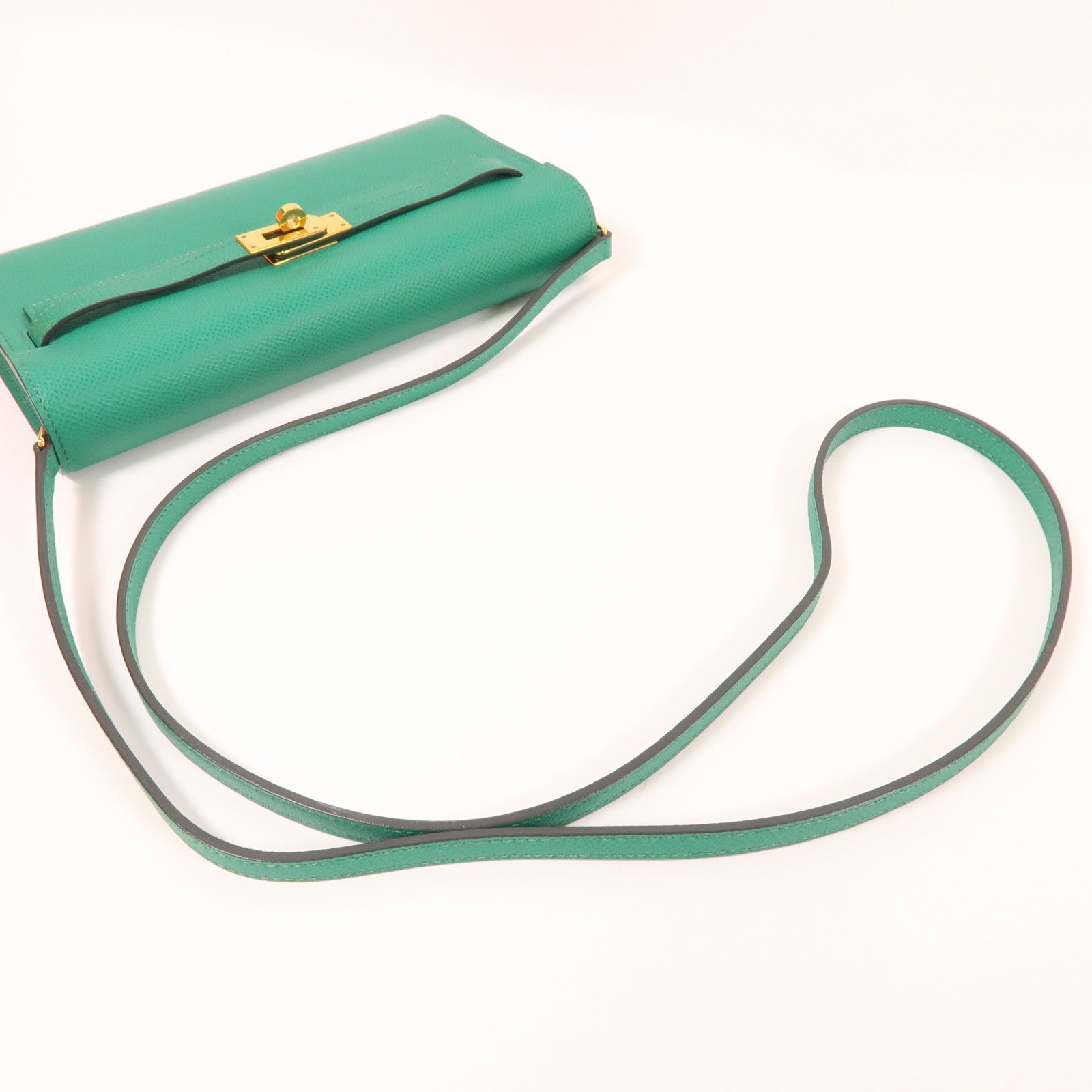 HERMES Epsom皮革Kelly To Go金扣肩背袋6W Menthe