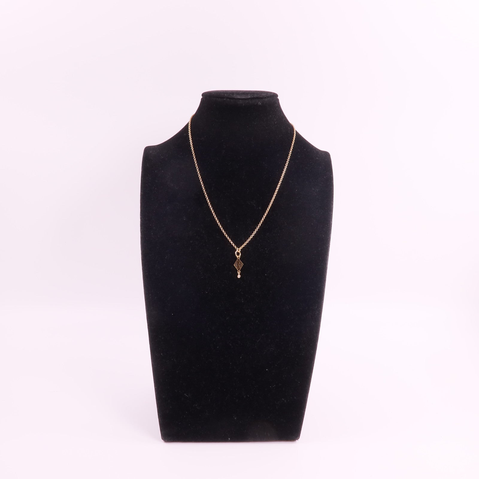 HERMES 18K玫瑰金Pendentif Gambade H鑽石項鍊