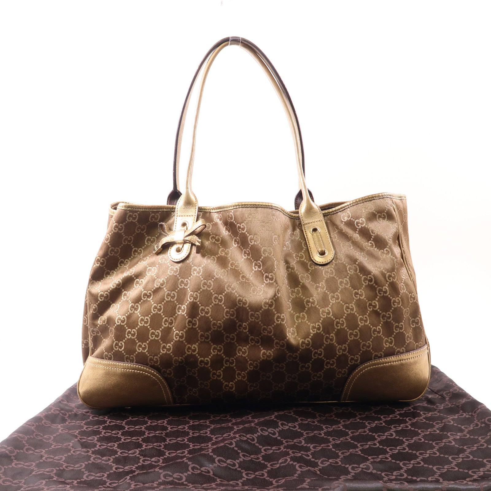 GUCCI 帆布Tote Bag金扣手挽袋