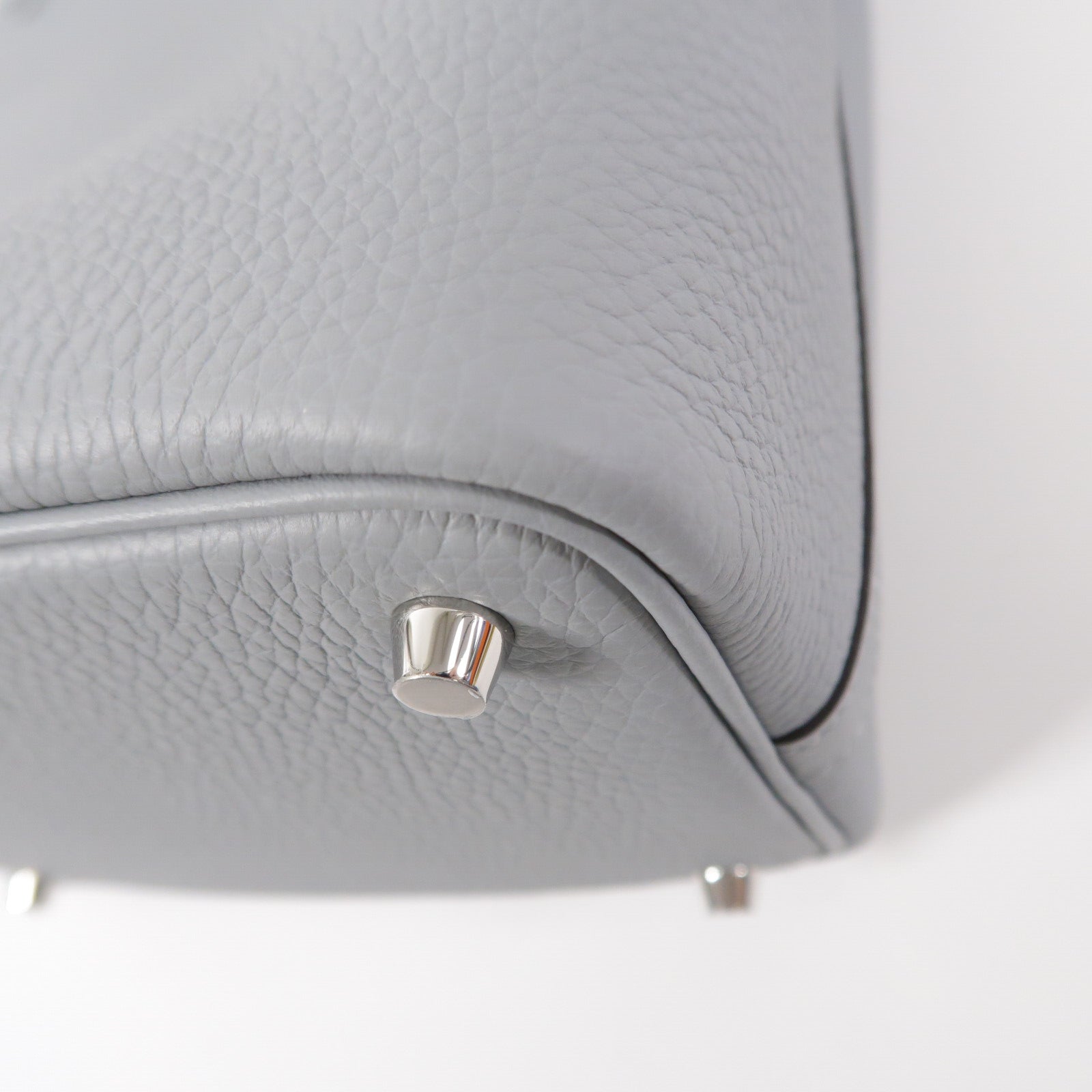HERMES Clemence皮革Picotin PM手挽袋Gris Pantin