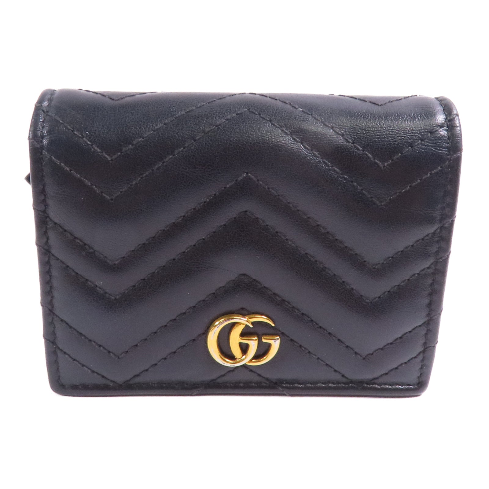 GUCCI 皮革GG Marmont Card Case Wallet金扣錢包