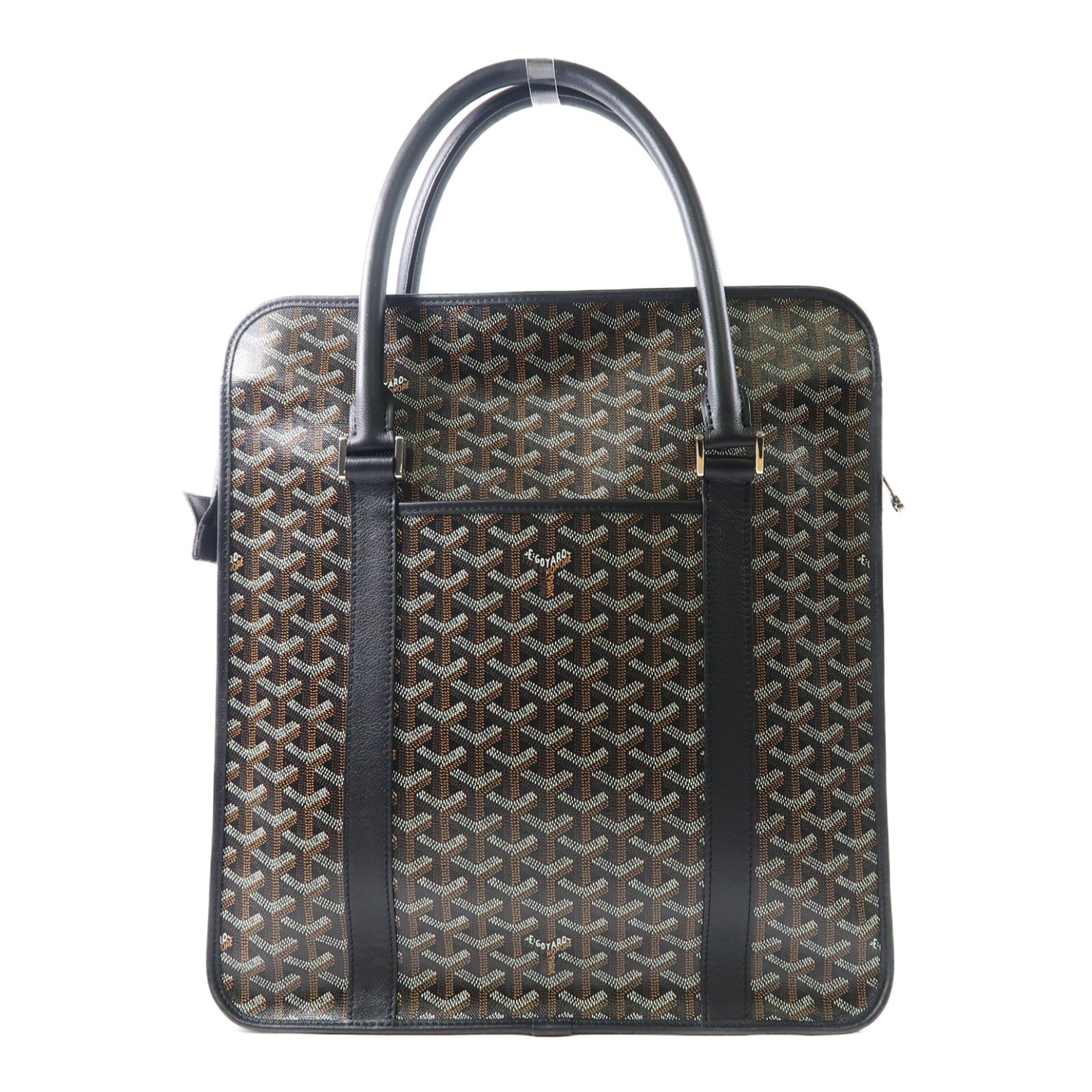 GOYARD 塗層帆布Bourgogne銀扣手挽袋黑色/啡色