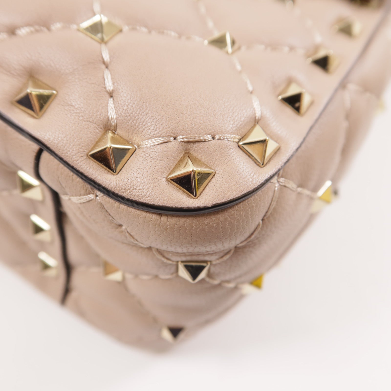 Valentino 牛皮皮革Chain Shoulder金扣手挽肩背兩用袋米色