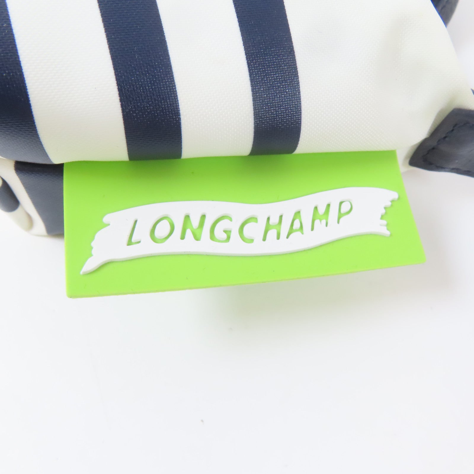 Longchamp 尼龍Mini Tote Pouch銀扣手挽肩背兩用袋白色/深藍色