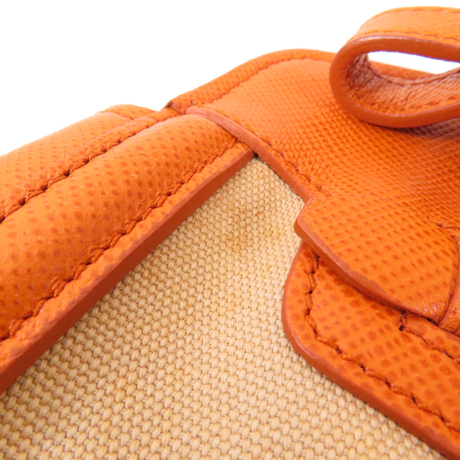 PRADA GHW 2 Way Shoulder Bag Handbag BN2595 Canvas Leather Beige Orange