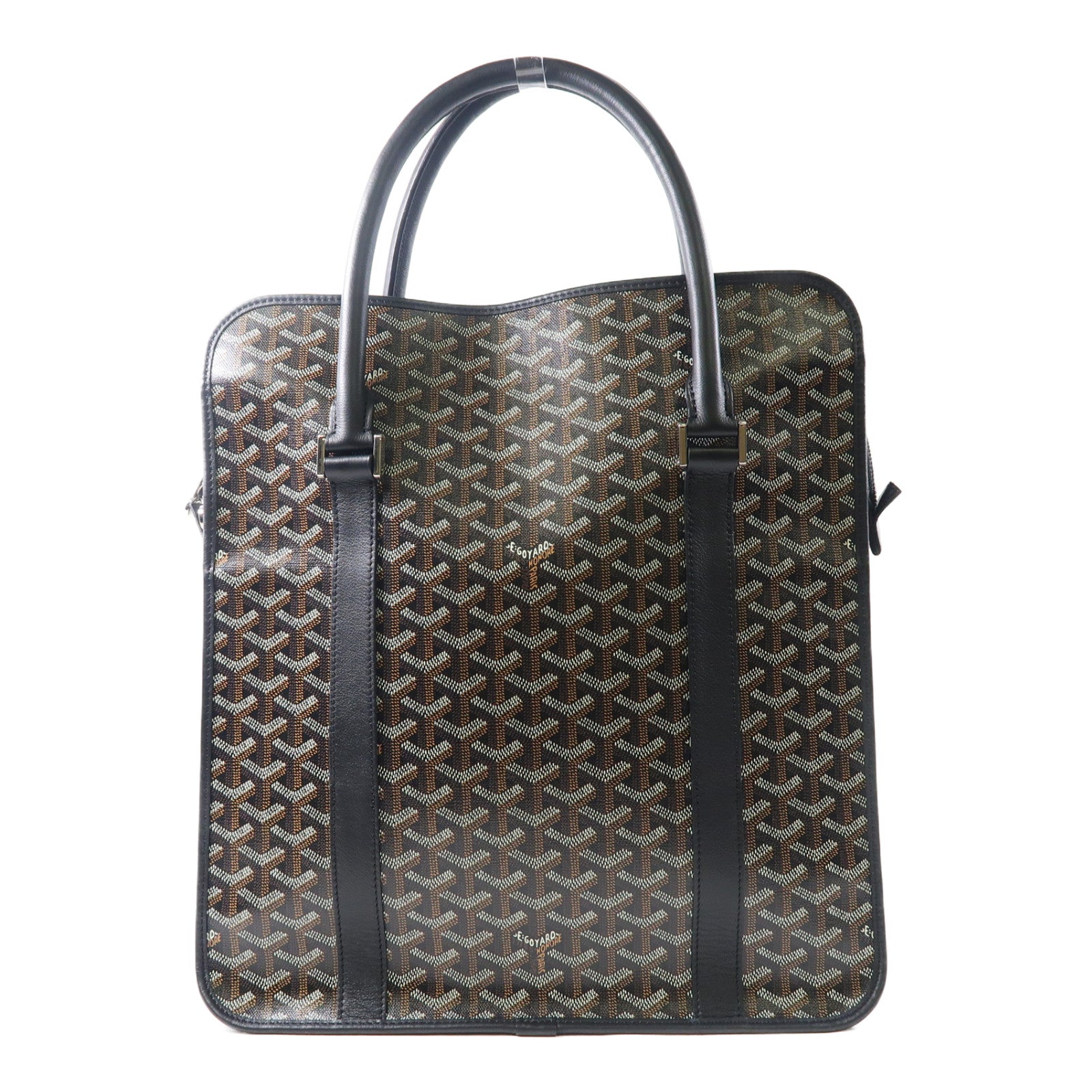 GOYARD 塗層帆布Bourgogne銀扣手挽袋黑色/啡色