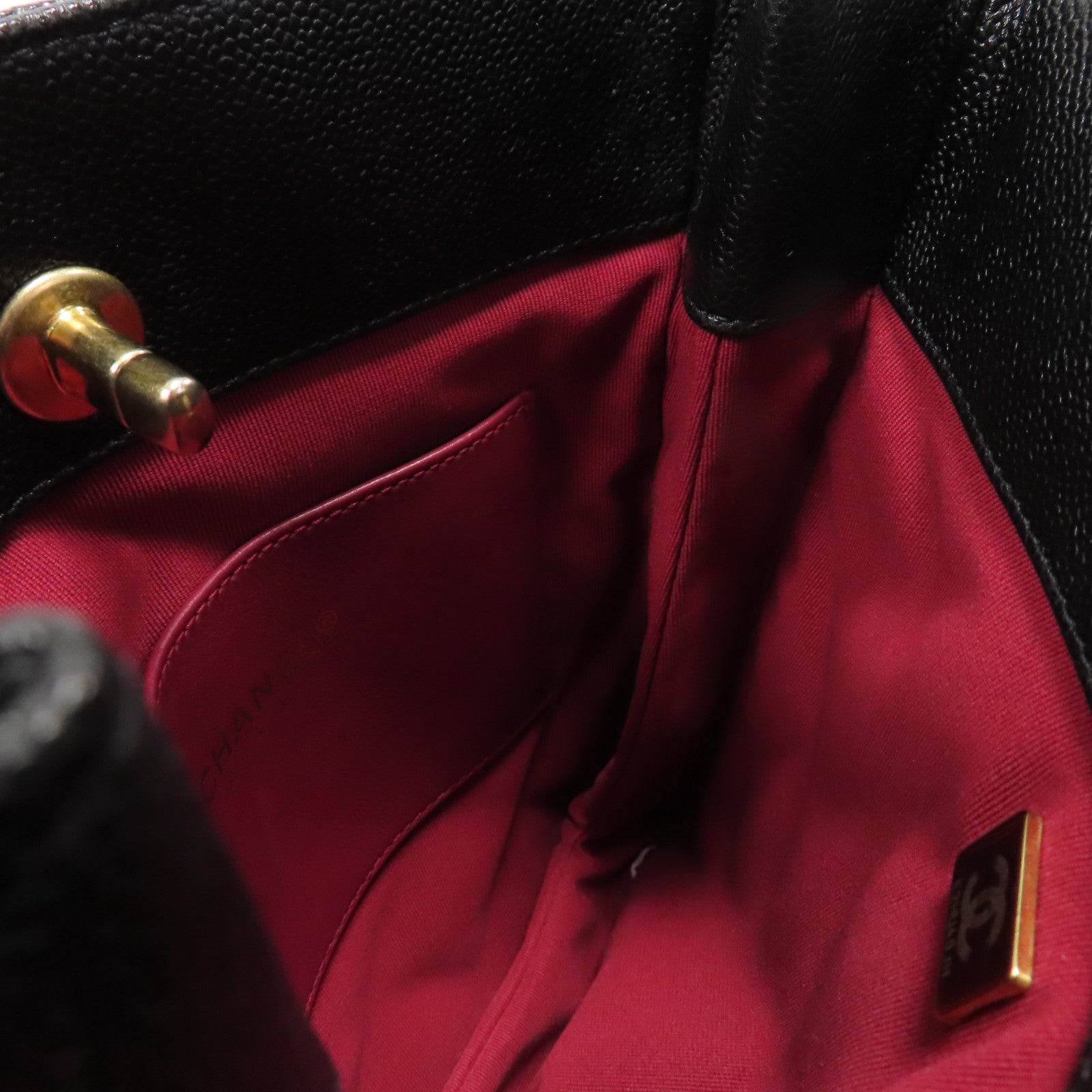 CHANEL 菱格牛皮皮革Small Shopping Bag金扣鏈帶肩背袋黑色