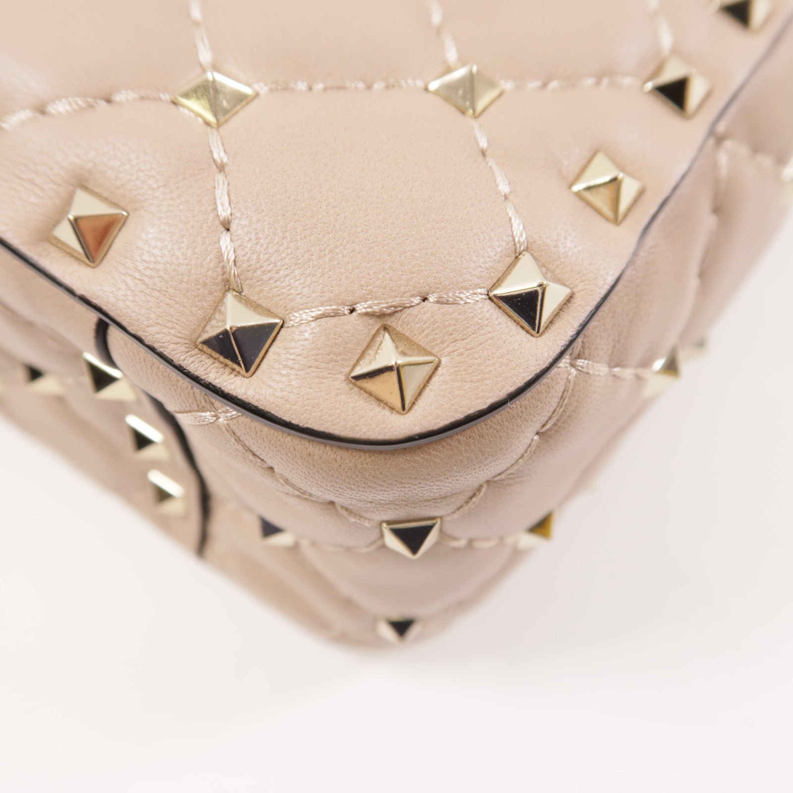 Valentino 牛皮皮革Chain Shoulder金扣手挽肩背兩用袋米色
