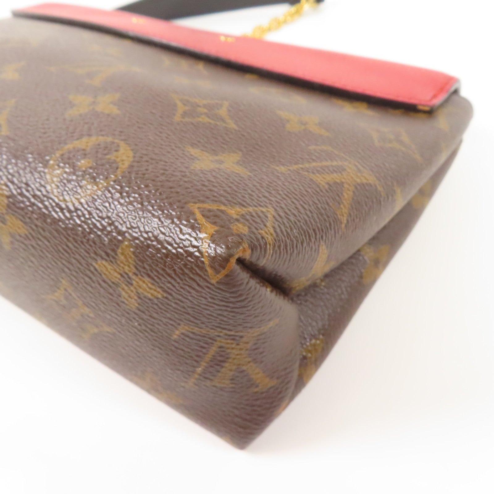 LOUIS VUITTON GHW Saint Placide Shoulder Bag M43713 Monogram Brown/Red