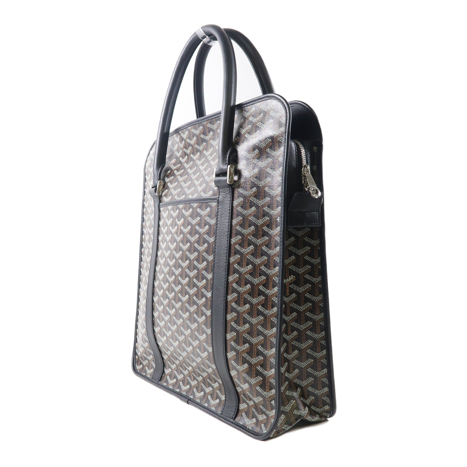 GOYARD 塗層帆布Bourgogne銀扣手挽袋黑色/啡色