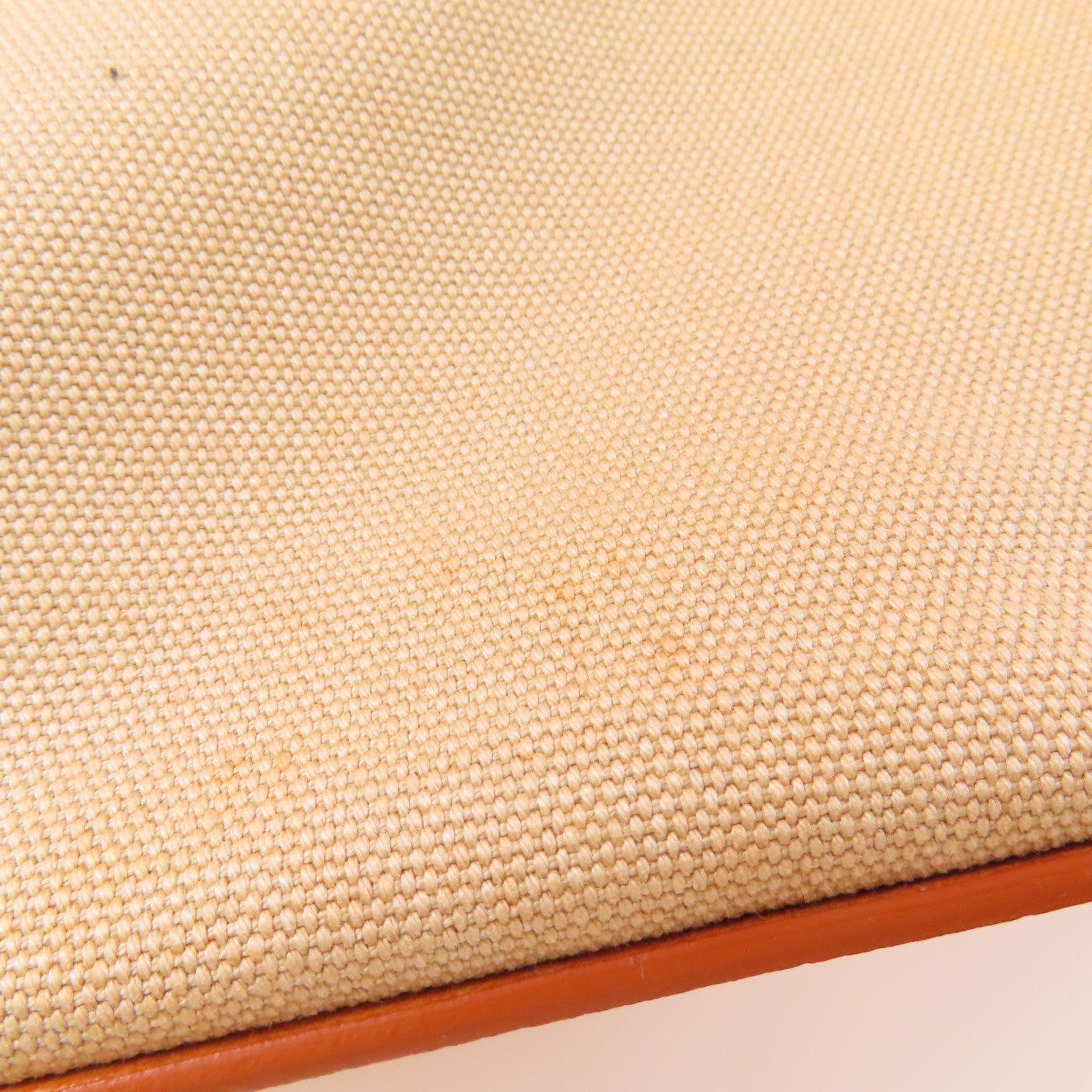 PRADA GHW 2 Way Shoulder Bag Handbag BN2595 Canvas Leather Beige Orange