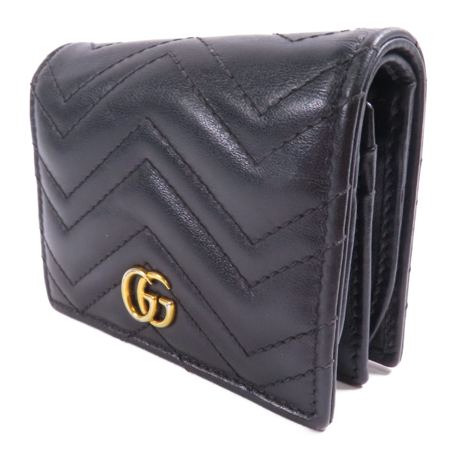 GUCCI 皮革GG Marmont Card Case Wallet金扣錢包