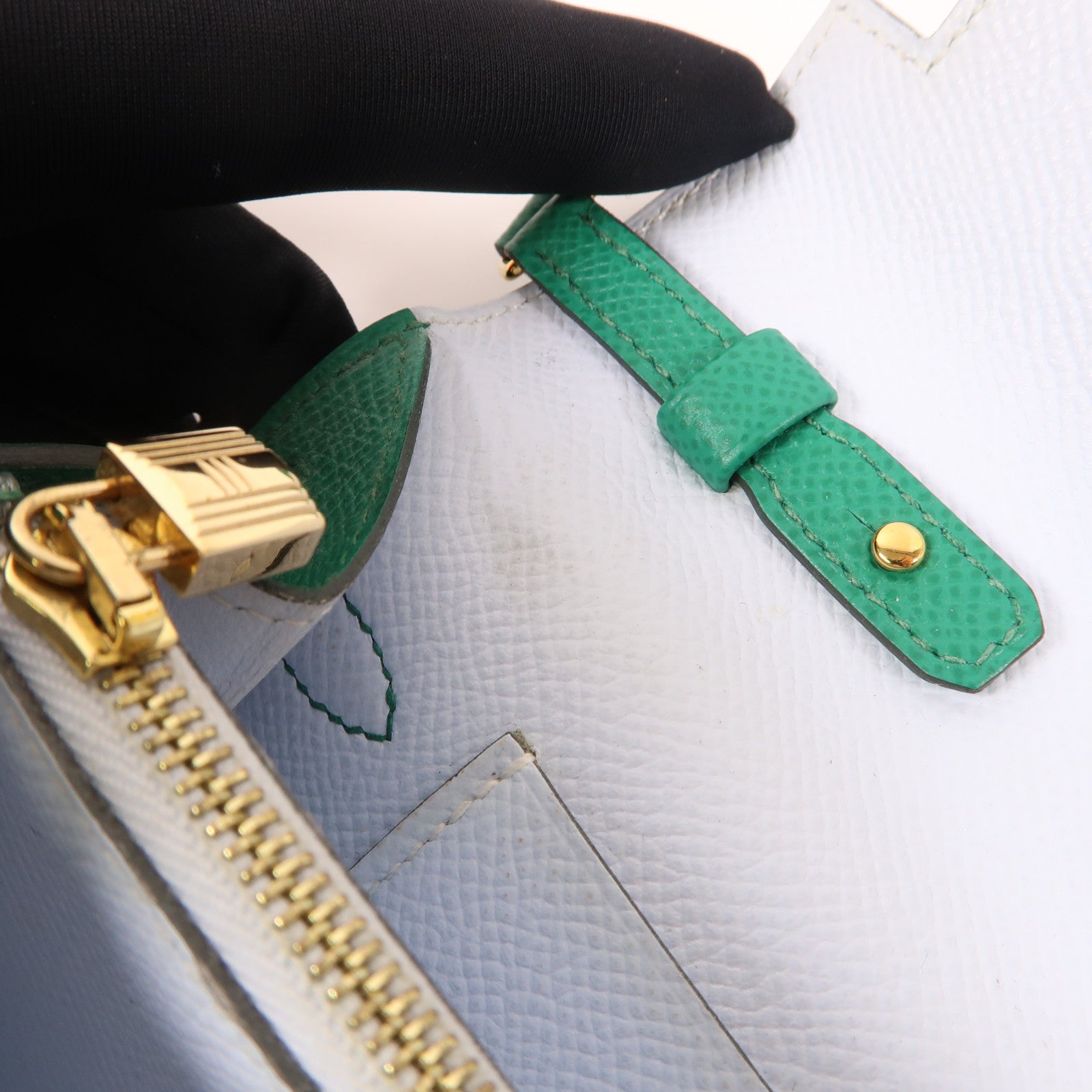 HERMES Epsom皮革Kelly To Go金扣肩背袋6W Menthe