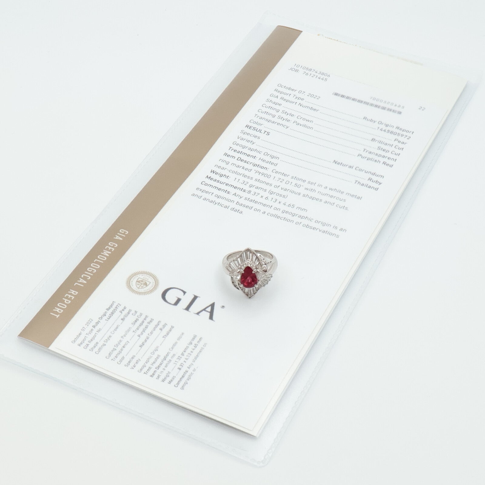 JEWELRY PT900鉑金/紅寶石Ruby鑽石戒指