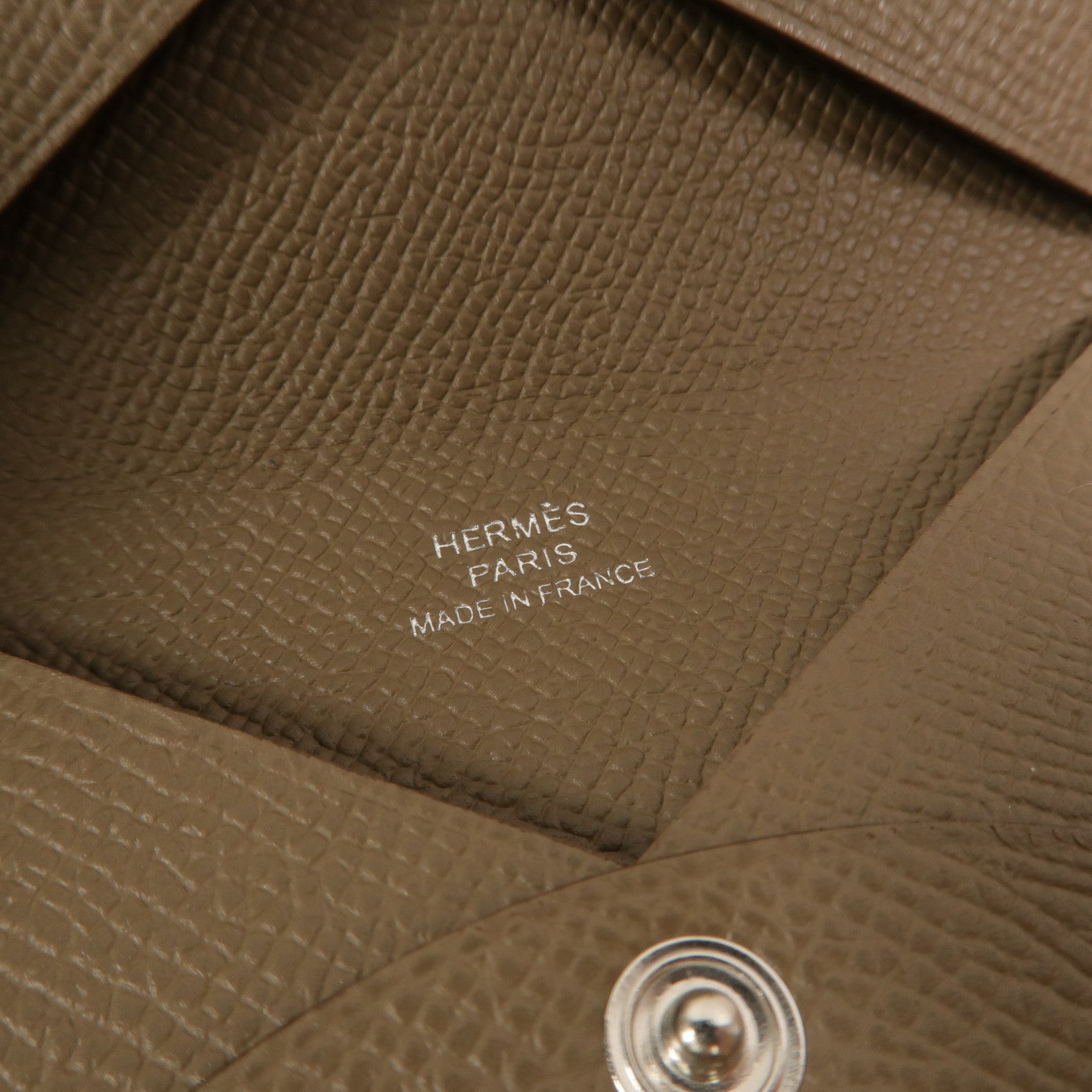 HERMES Epsom皮革Calvi卡片套Etoupe