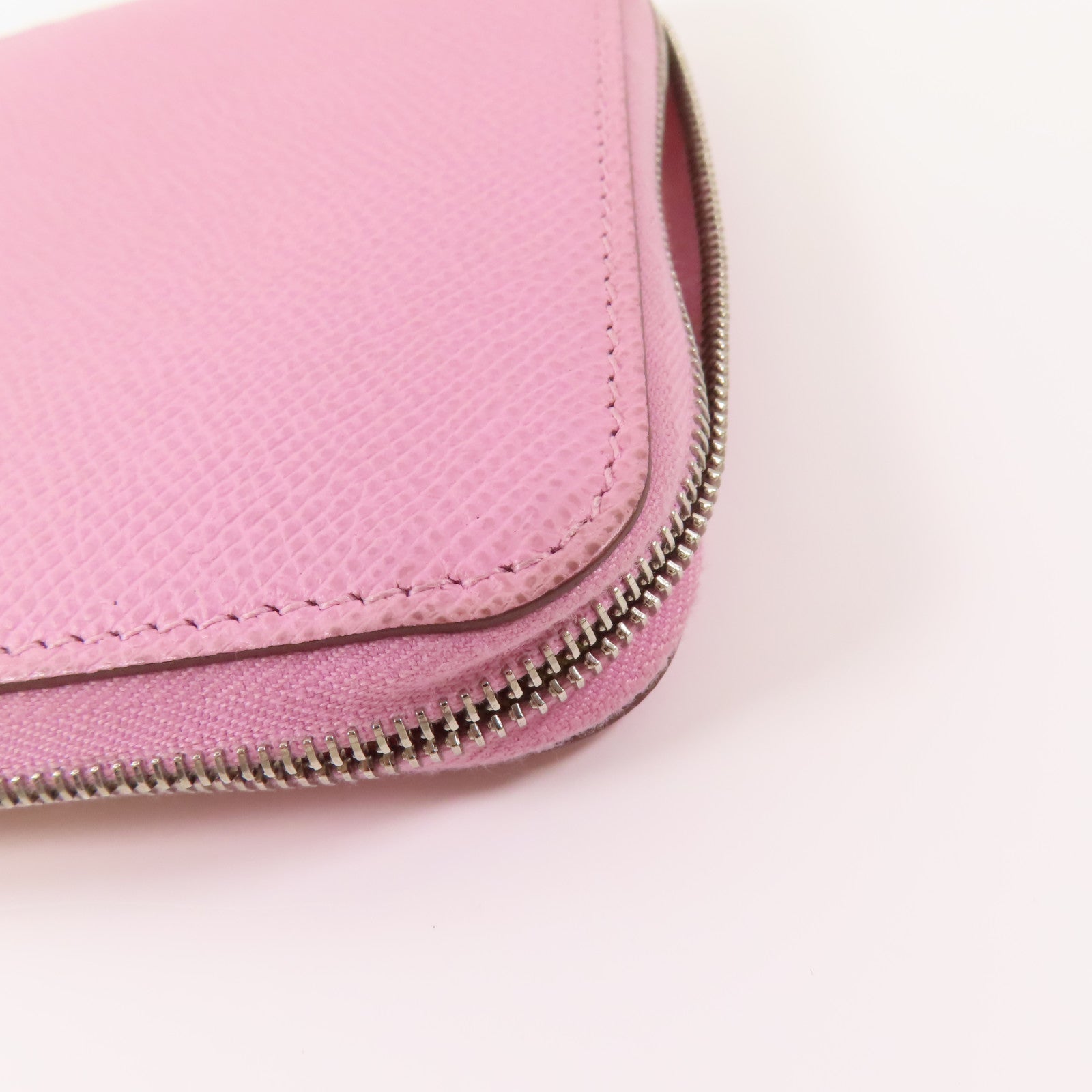 HERMES Epsom皮革Silk in Wallet銀扣錢包Rose Sakura(3Q)