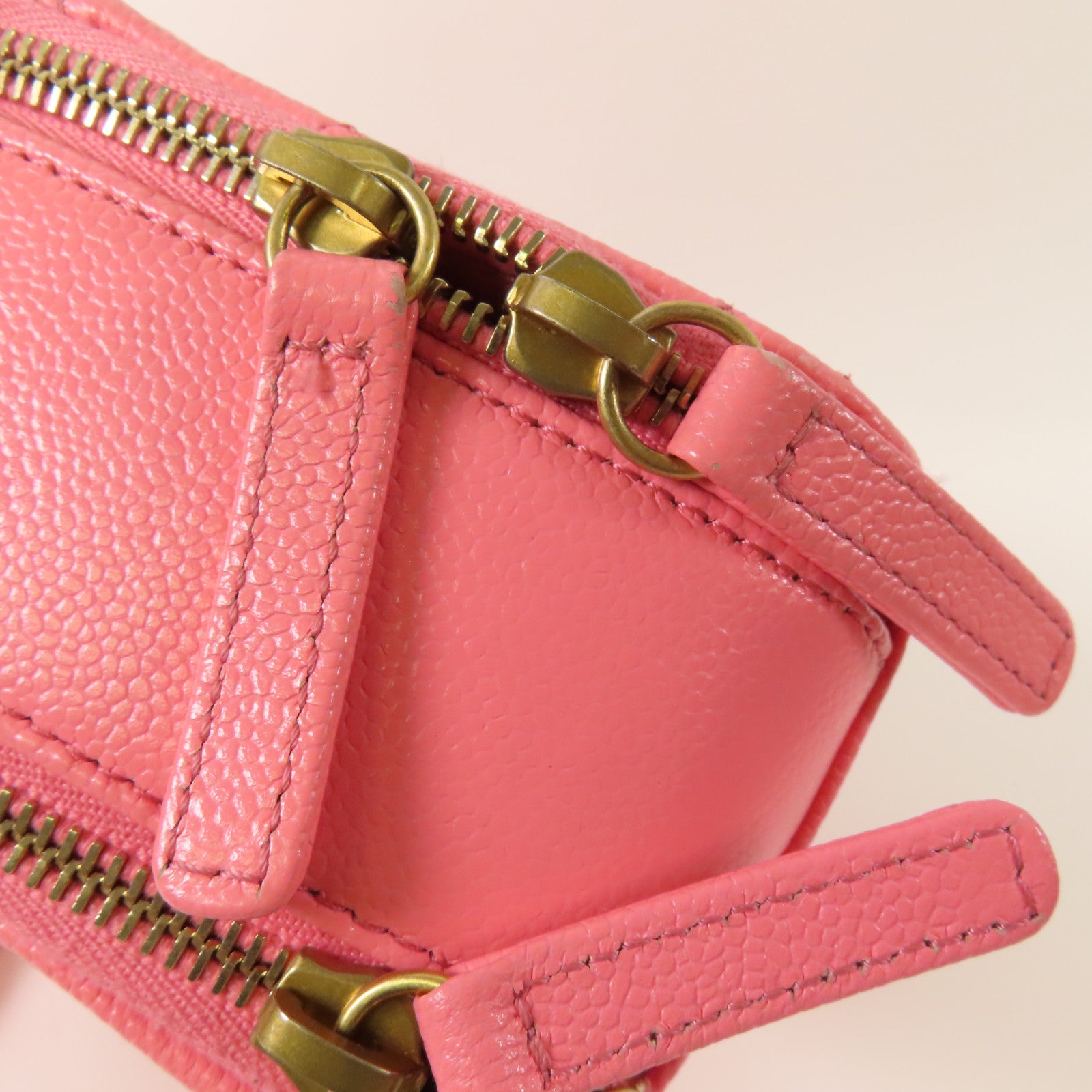 CHANEL CC GHW Vanity Case 2Way Shoulder Handbag Calfskin Leather Pink