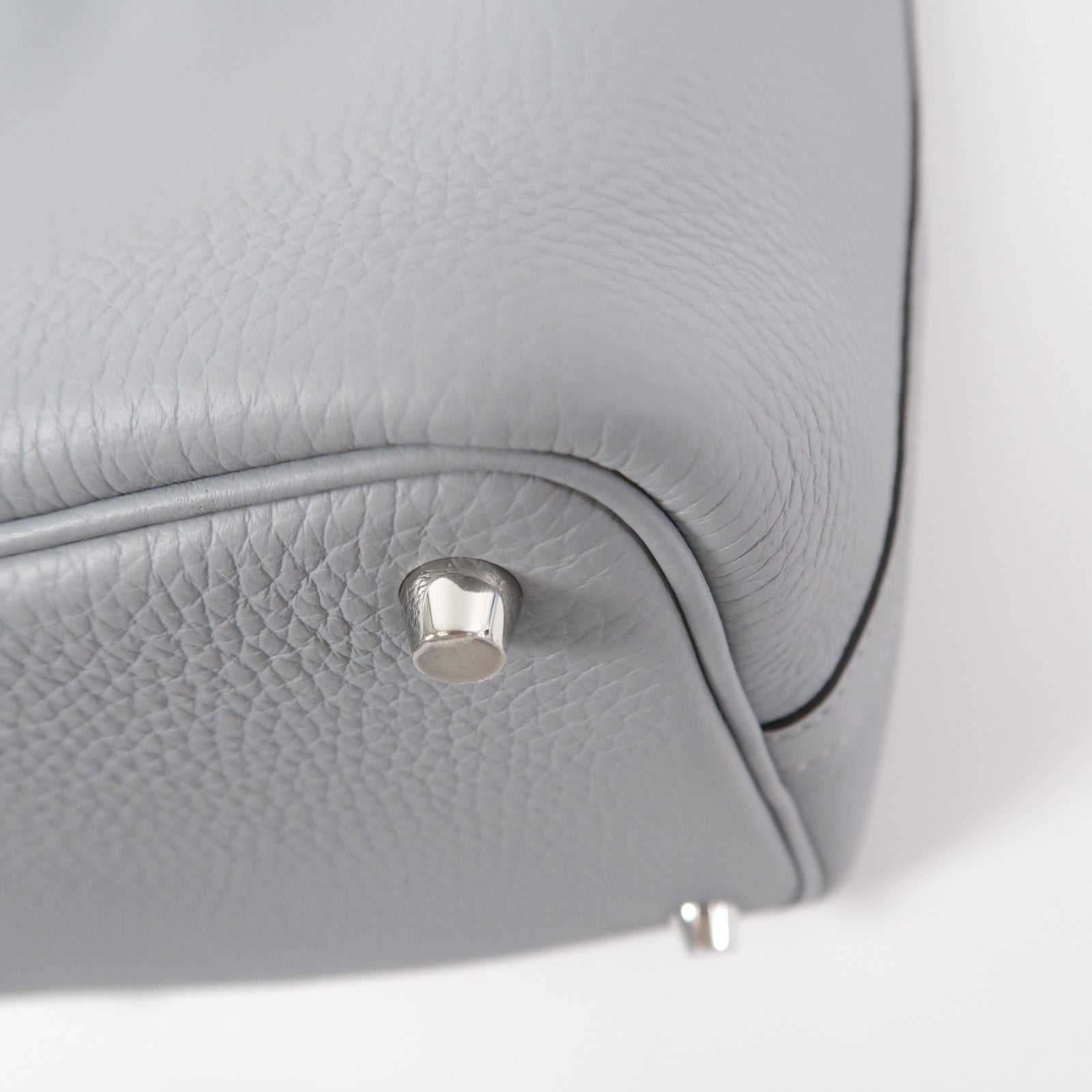 HERMES Clemence皮革Picotin PM手挽袋Gris Pantin