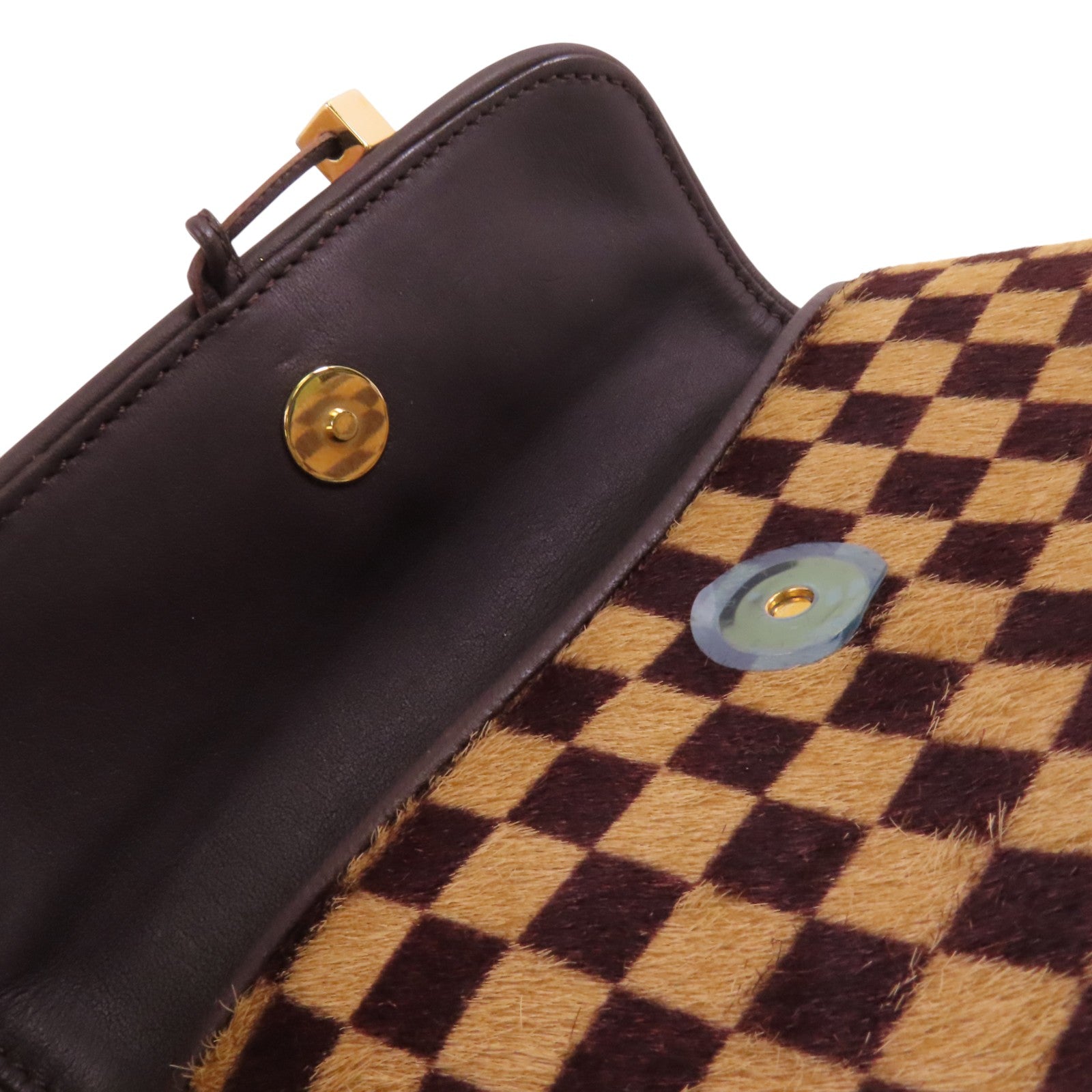 LOUIS VUITTON Damier Azur Pony Hair Sauvage Gazelle金扣肩背袋