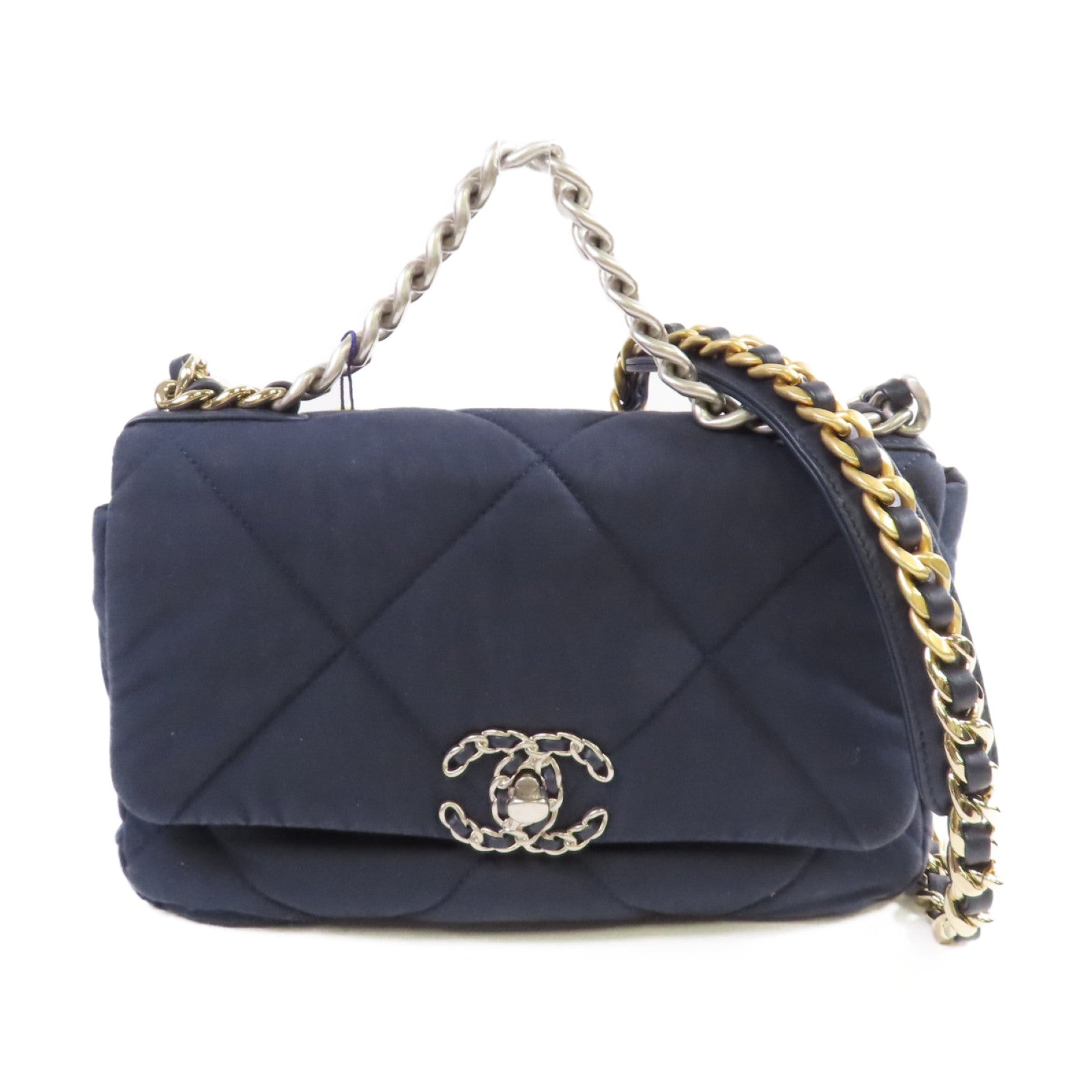 CHANEL 【激減優惠】菱格帆布Chanel 19 Chain Shoulder Bag鏈帶手挽肩背兩用袋寶藍色