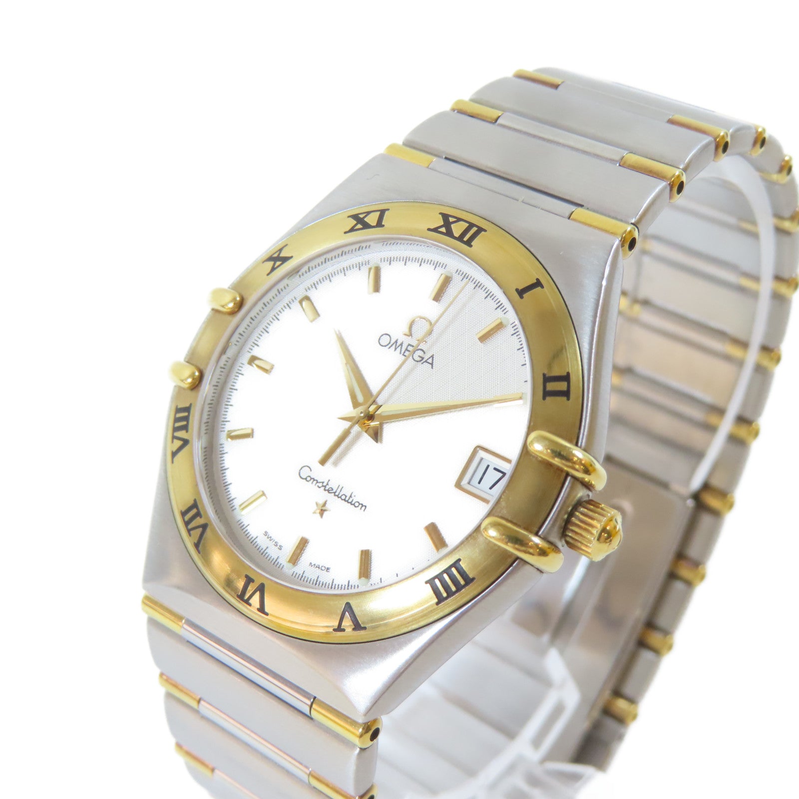 OMEGA Constellation不鏽鋼/18K黃金手錶石英機芯白色