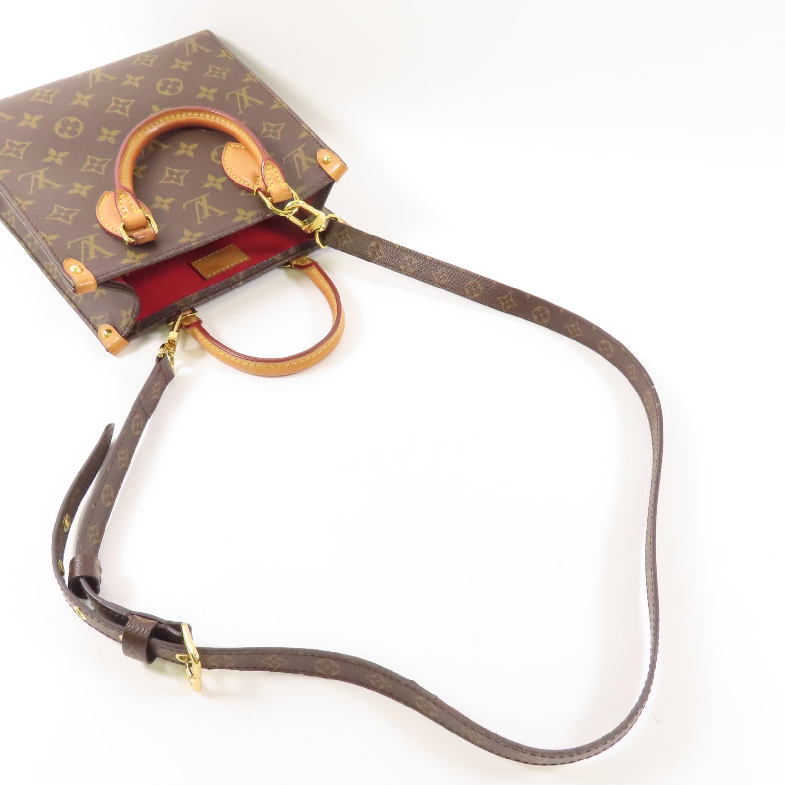 LOUIS VUITTON 【激減優惠】Monogram Sac Plat BB金扣手挽肩背兩用袋