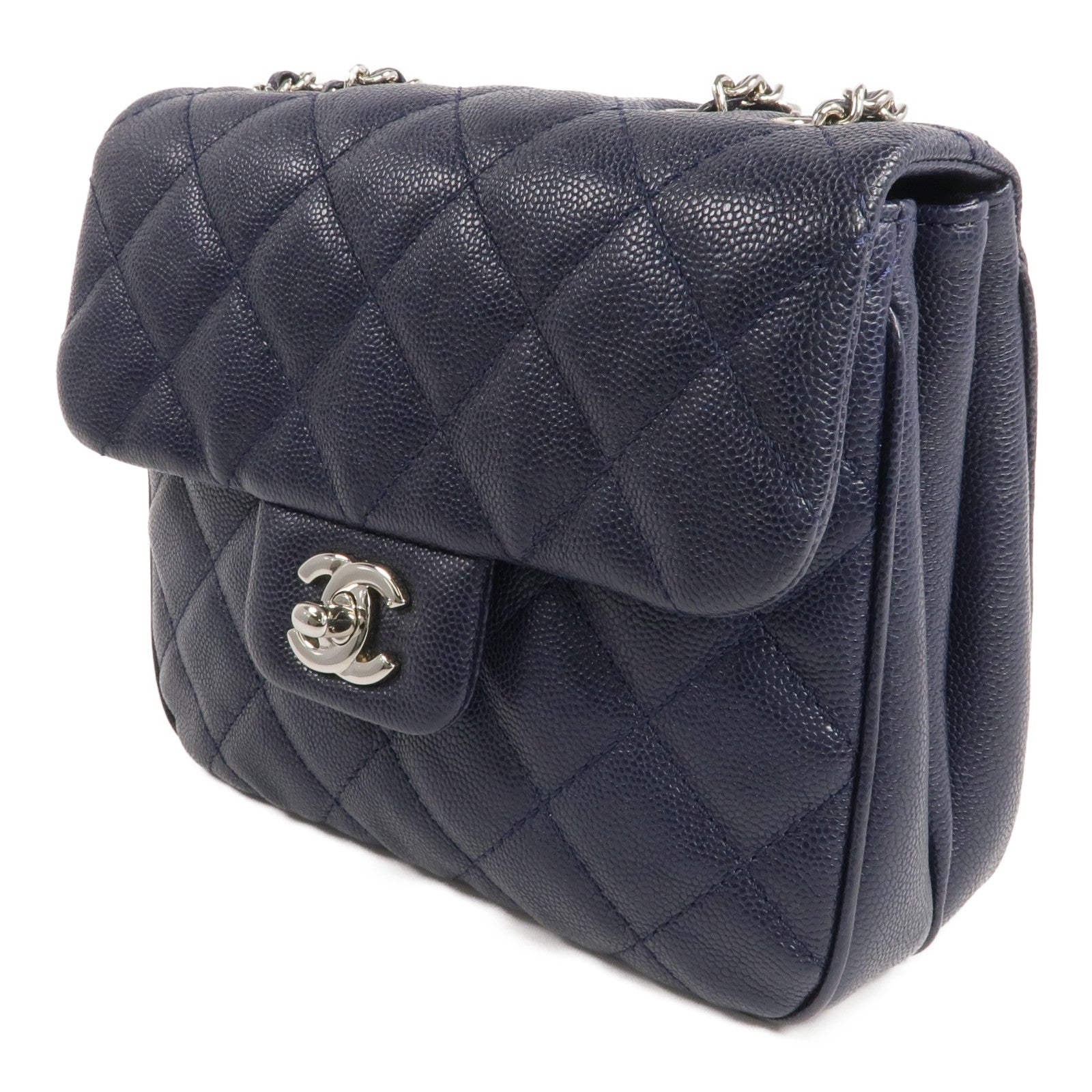 CHANEL 牛皮皮革Chain Shoulder銀扣鏈帶肩背袋