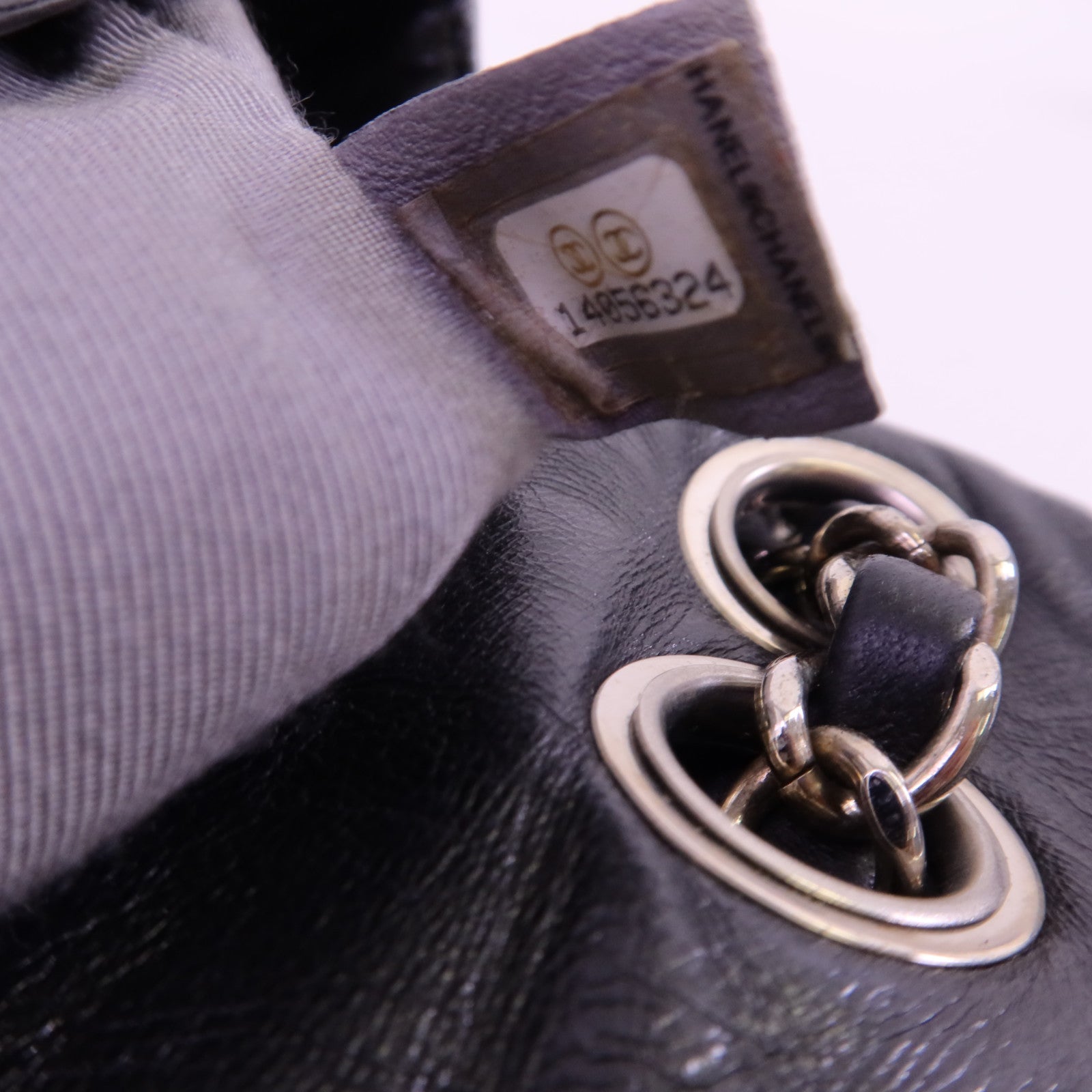 CHANEL 牛皮皮革Chain Shoulder銀扣鏈帶肩背袋