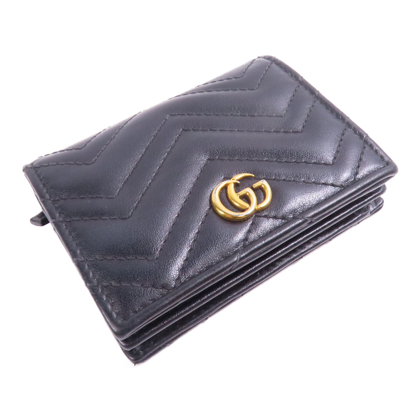 GUCCI 皮革GG Marmont Card Case Wallet金扣錢包