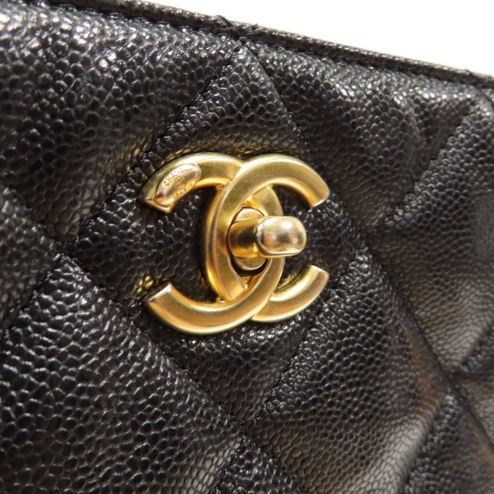CHANEL 菱格牛皮皮革Small Shopping Bag金扣鏈帶肩背袋黑色