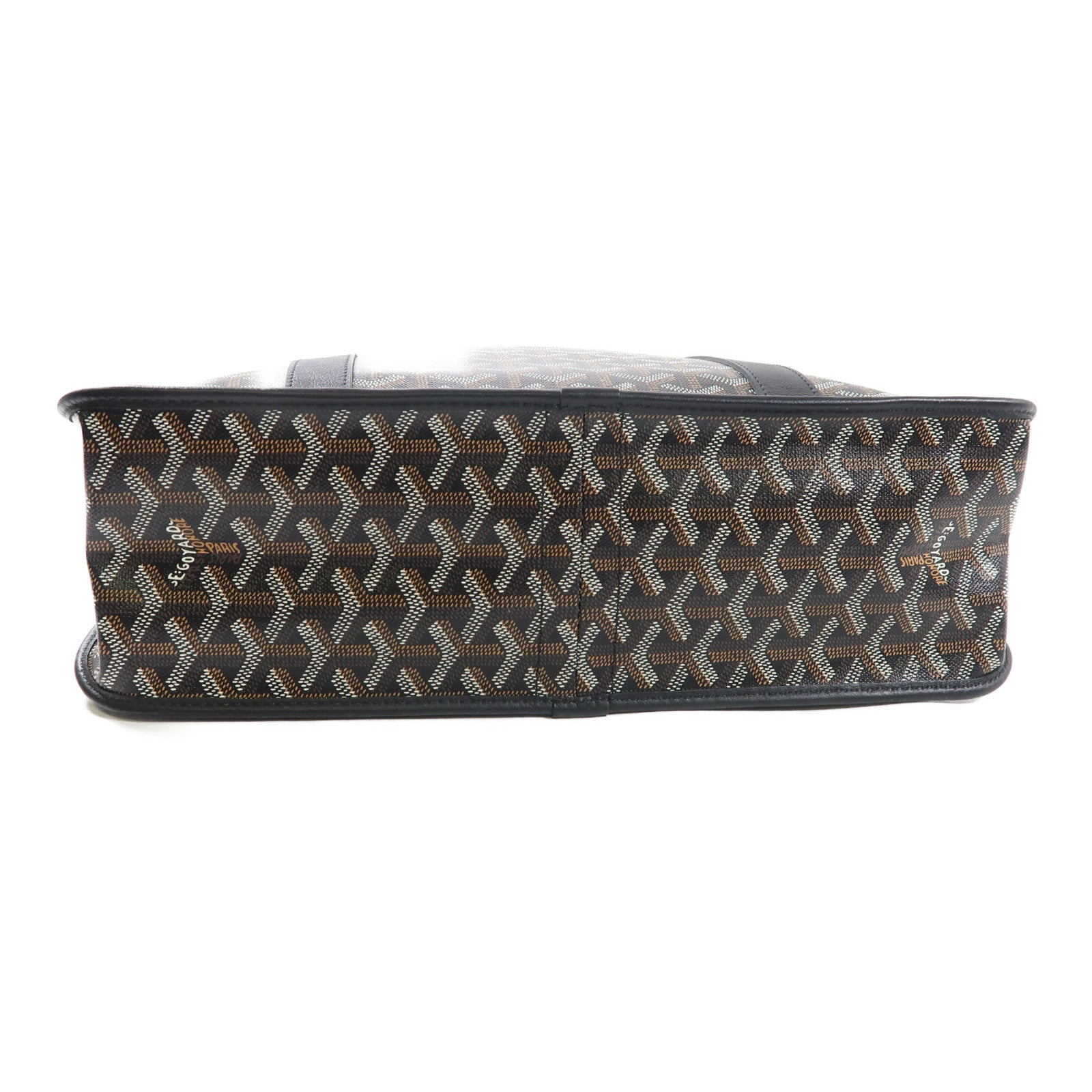 GOYARD 塗層帆布Bourgogne銀扣手挽袋黑色/啡色