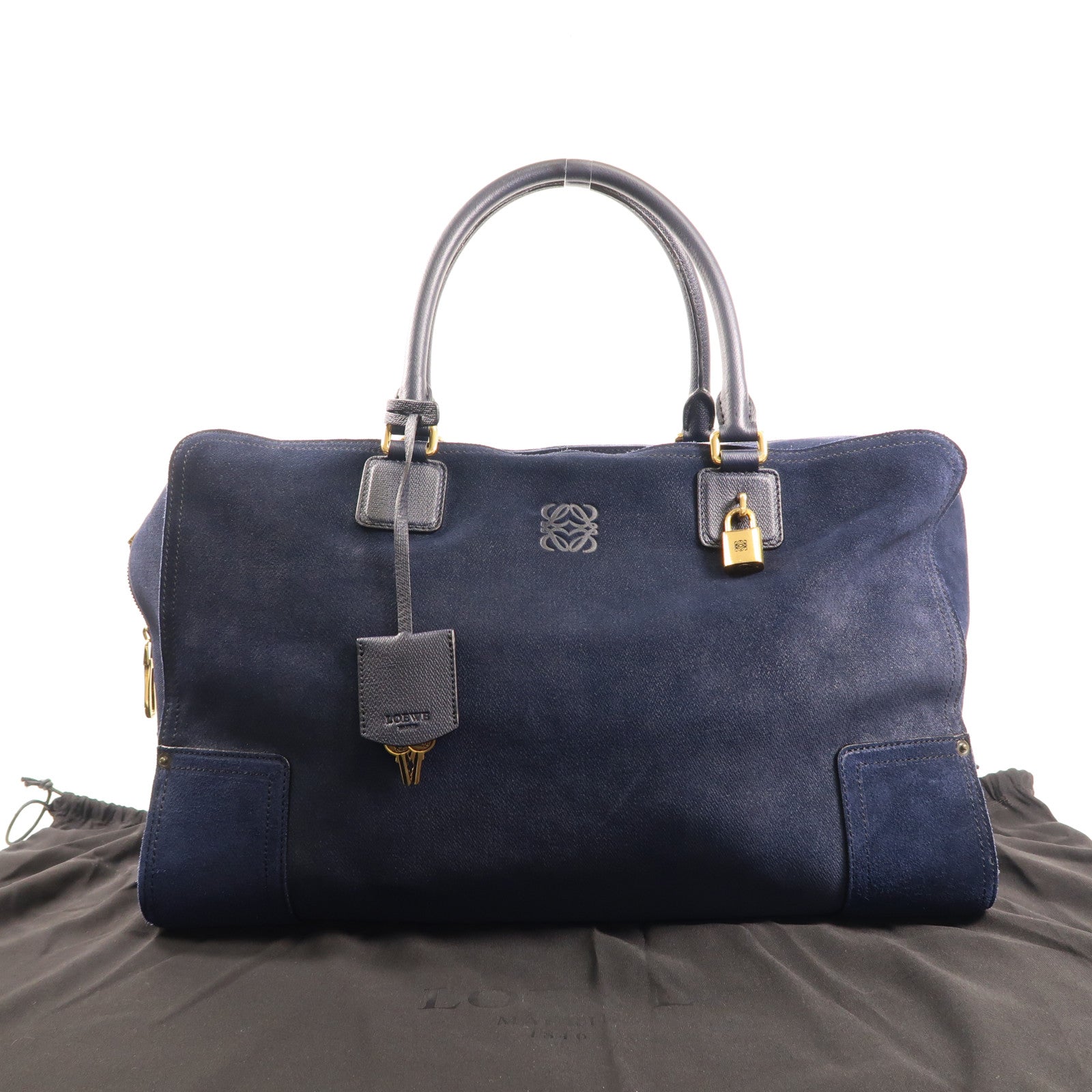LOEWE 麂皮皮革Amazona金扣手挽袋