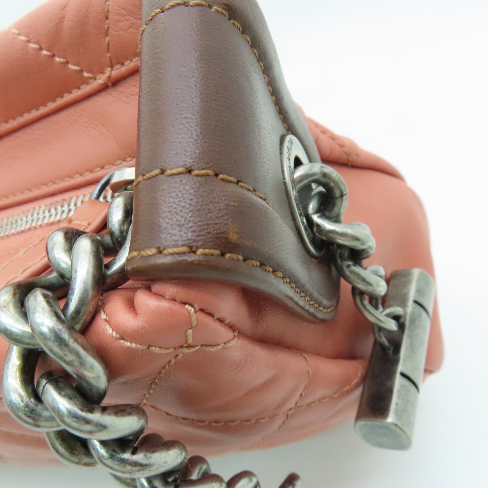 CHANEL 【激減優惠】菱格皮革Shoulder Bag銀扣鏈帶肩背袋粉紅色