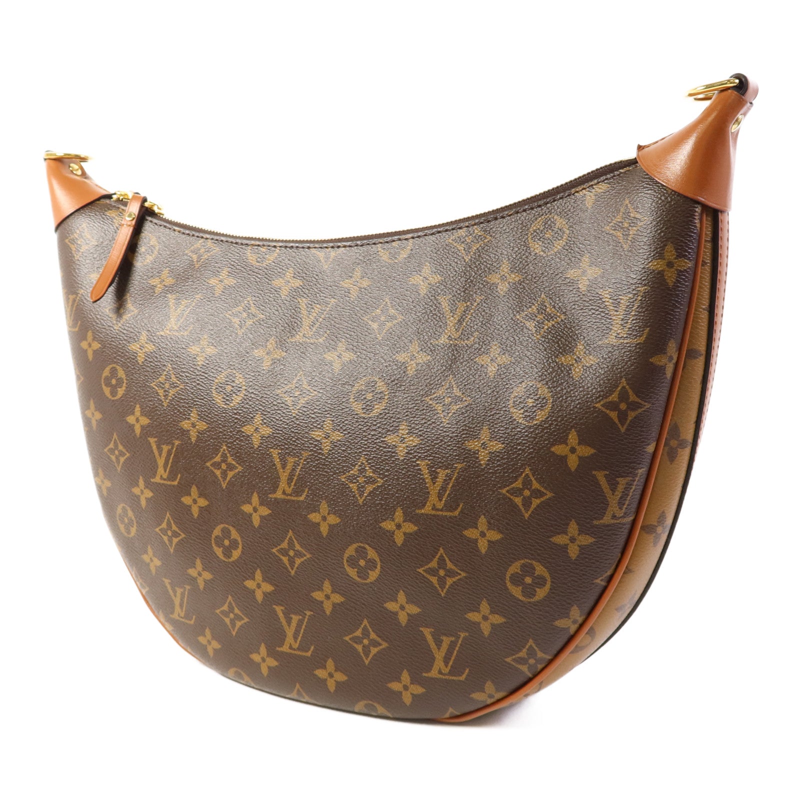 LOUIS VUITTON Monogram Reverse Loop Hobo金扣手挽肩背兩用袋棕色