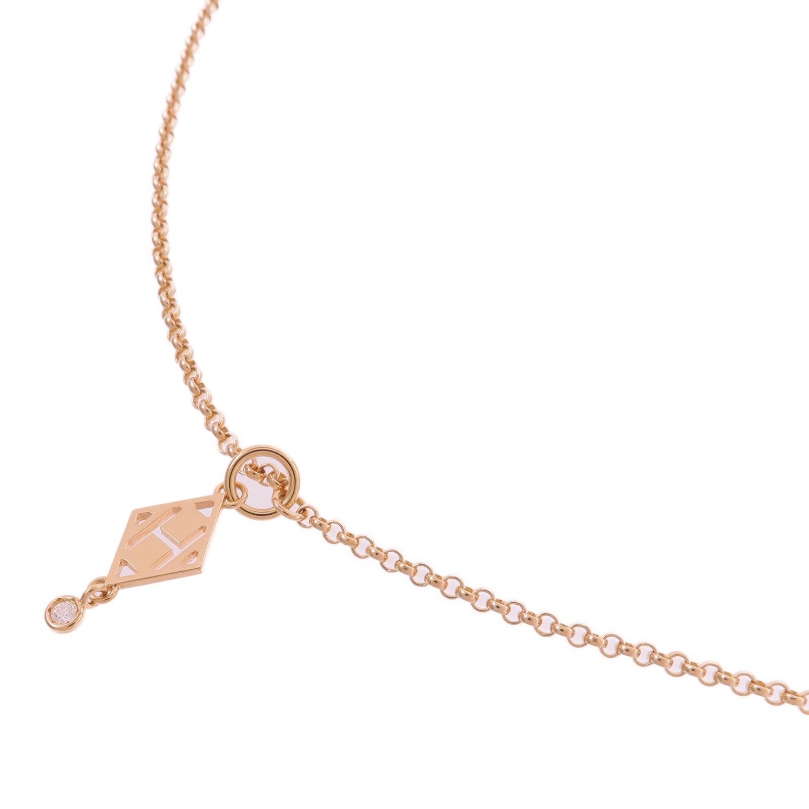 HERMES 18K玫瑰金Pendentif Gambade H鑽石項鍊