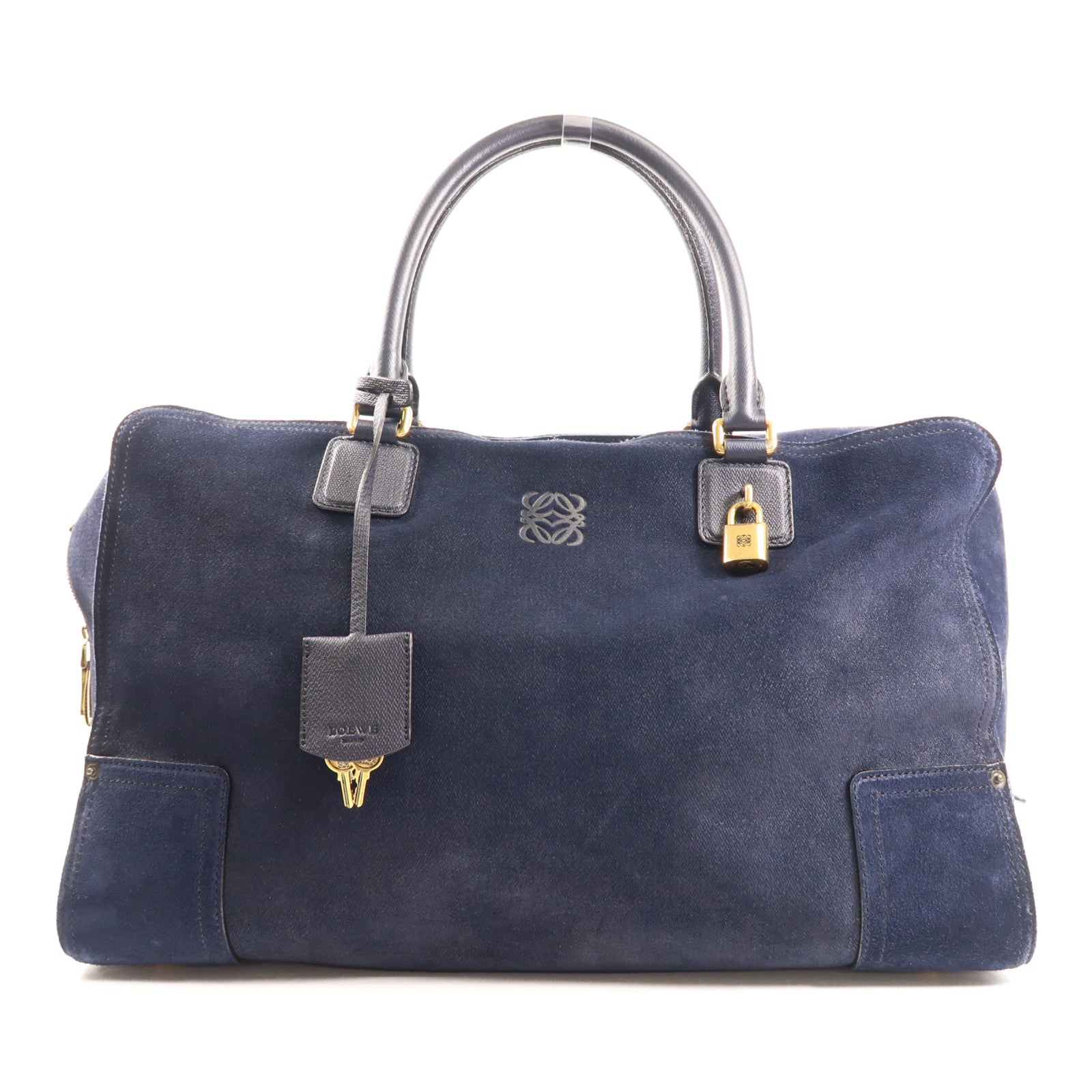 LOEWE 麂皮皮革Amazona金扣手挽袋
