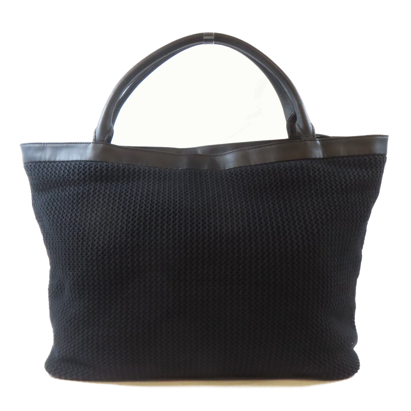 CHANEL 布料/皮革Tote Bag黑扣手挽袋黑色
