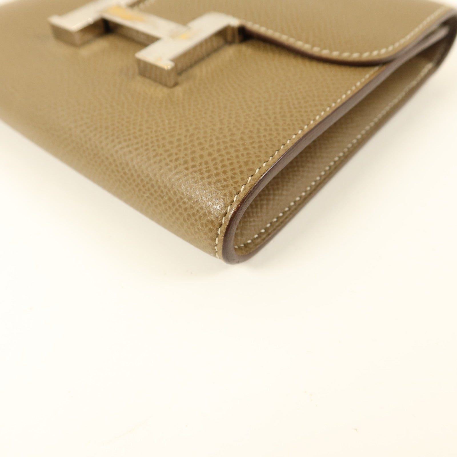 HERMES Epsom皮革Constance Compact Wallet銀扣錢包Etoupe