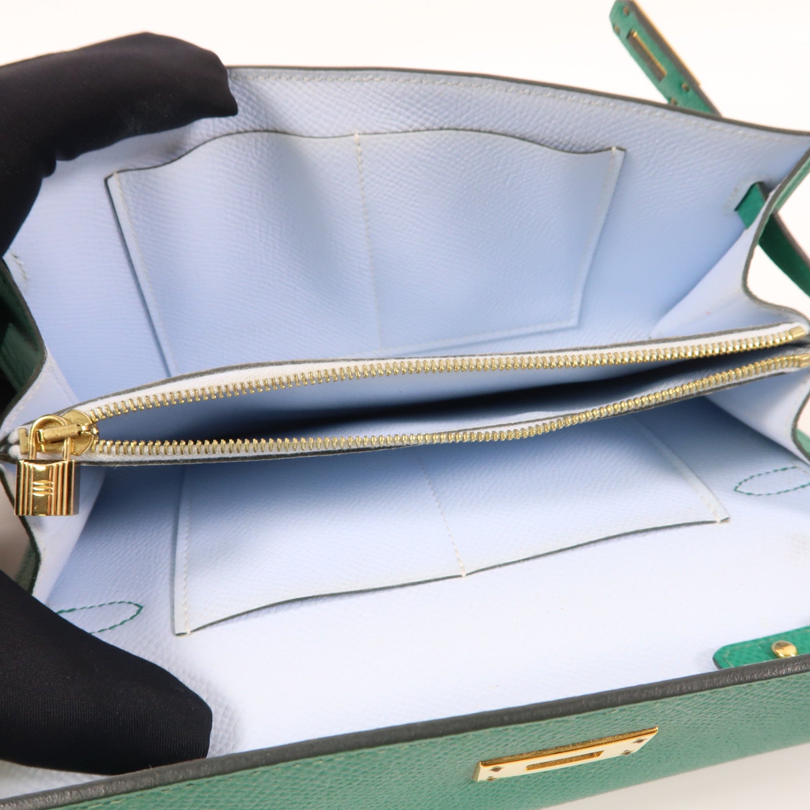 HERMES Epsom皮革Kelly To Go金扣肩背袋6W Menthe