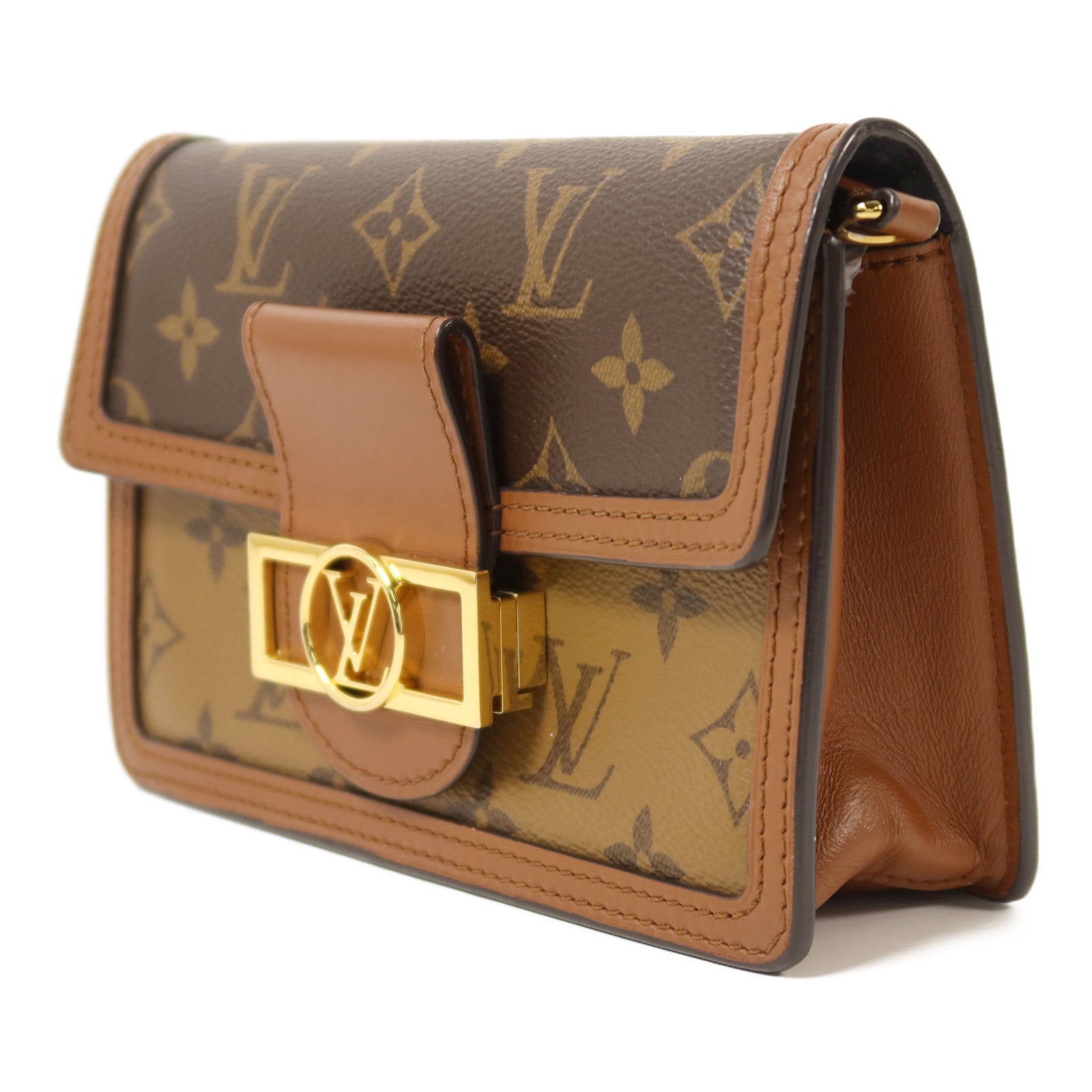 LOUIS VUITTON Monogram Reverse Dauphinec金扣鏈帶肩背袋