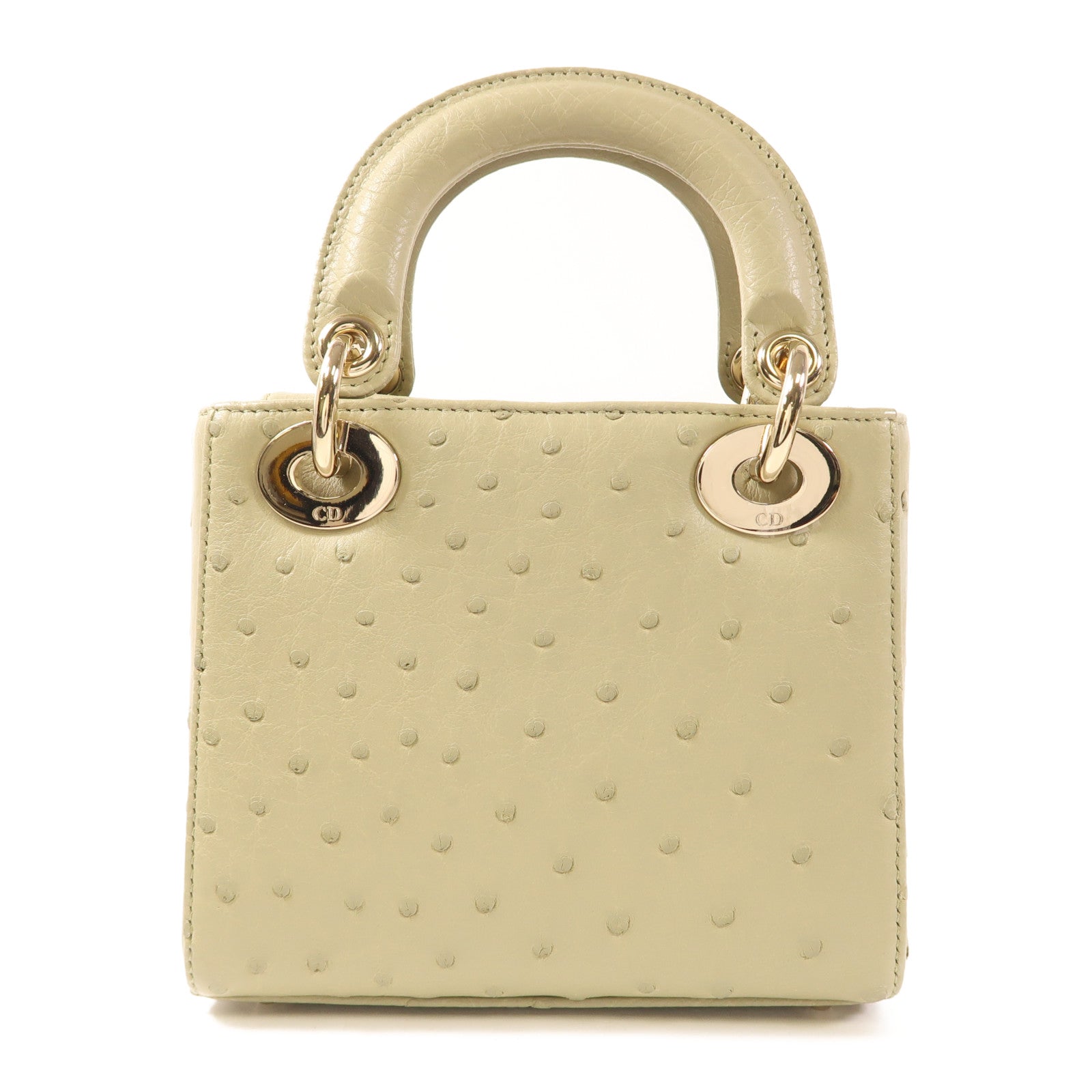 Dior Ostrich皮革Lady Dior Mini金扣手挽肩背兩用袋