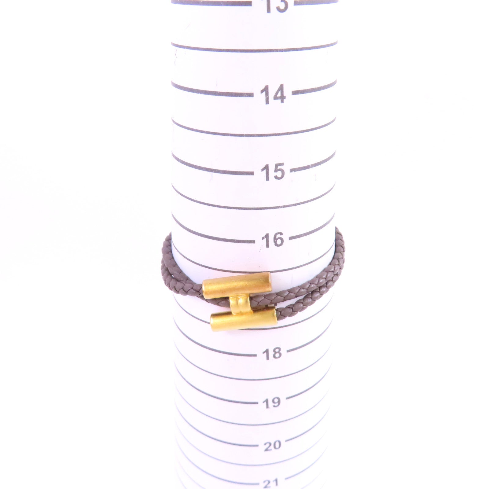 HERMES 牛皮皮革Tournis Tresse Bracelet金扣手帶