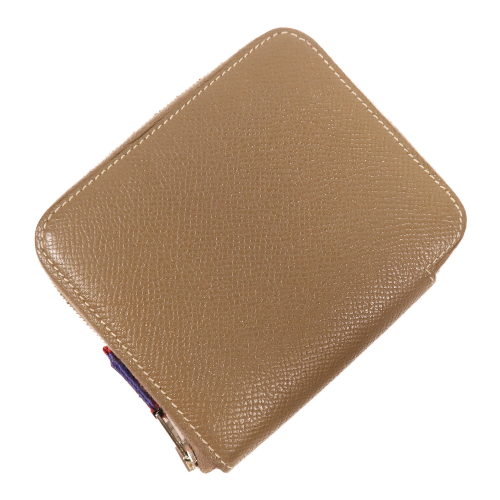 HERMES Epsom皮革Silk In Compact銀扣錢包Etoupe