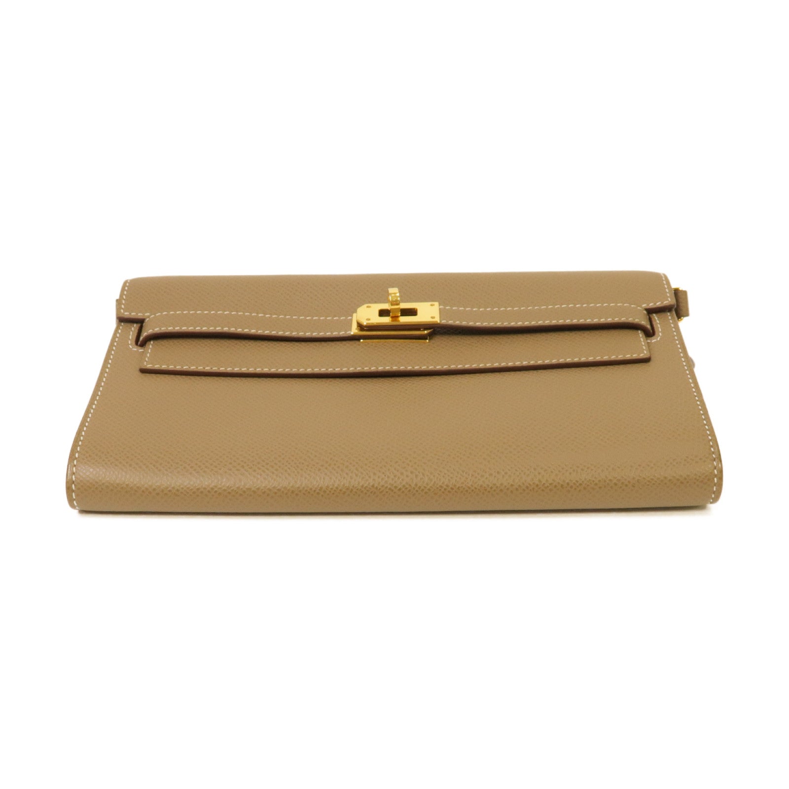 HERMES 【激減優惠】Epsom皮革Kelly To Go金扣肩背袋Etoupe灰色