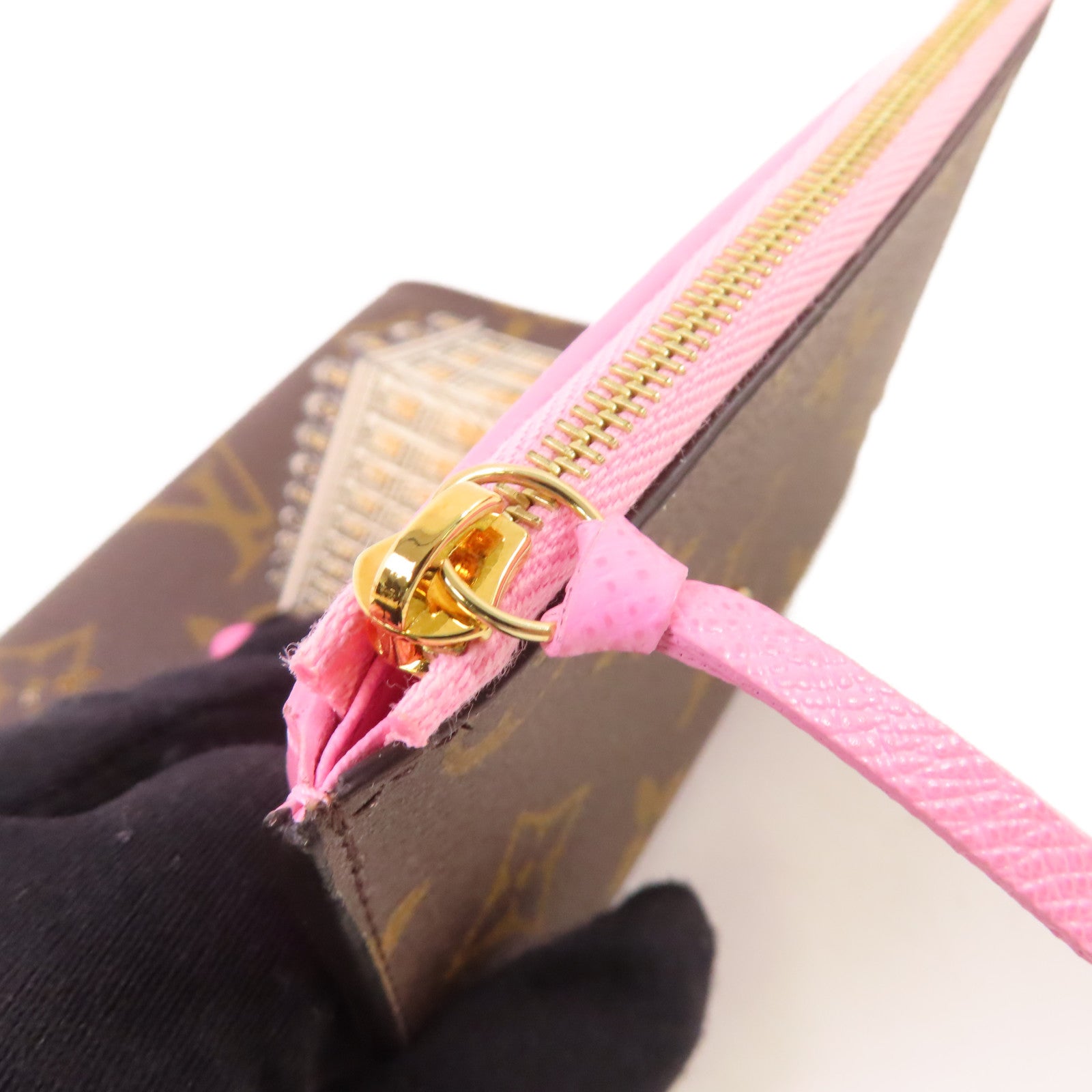 LOUIS VUITTON Monogram Victorine Vinvinne Wallet金扣短錢包啡色/粉紅色